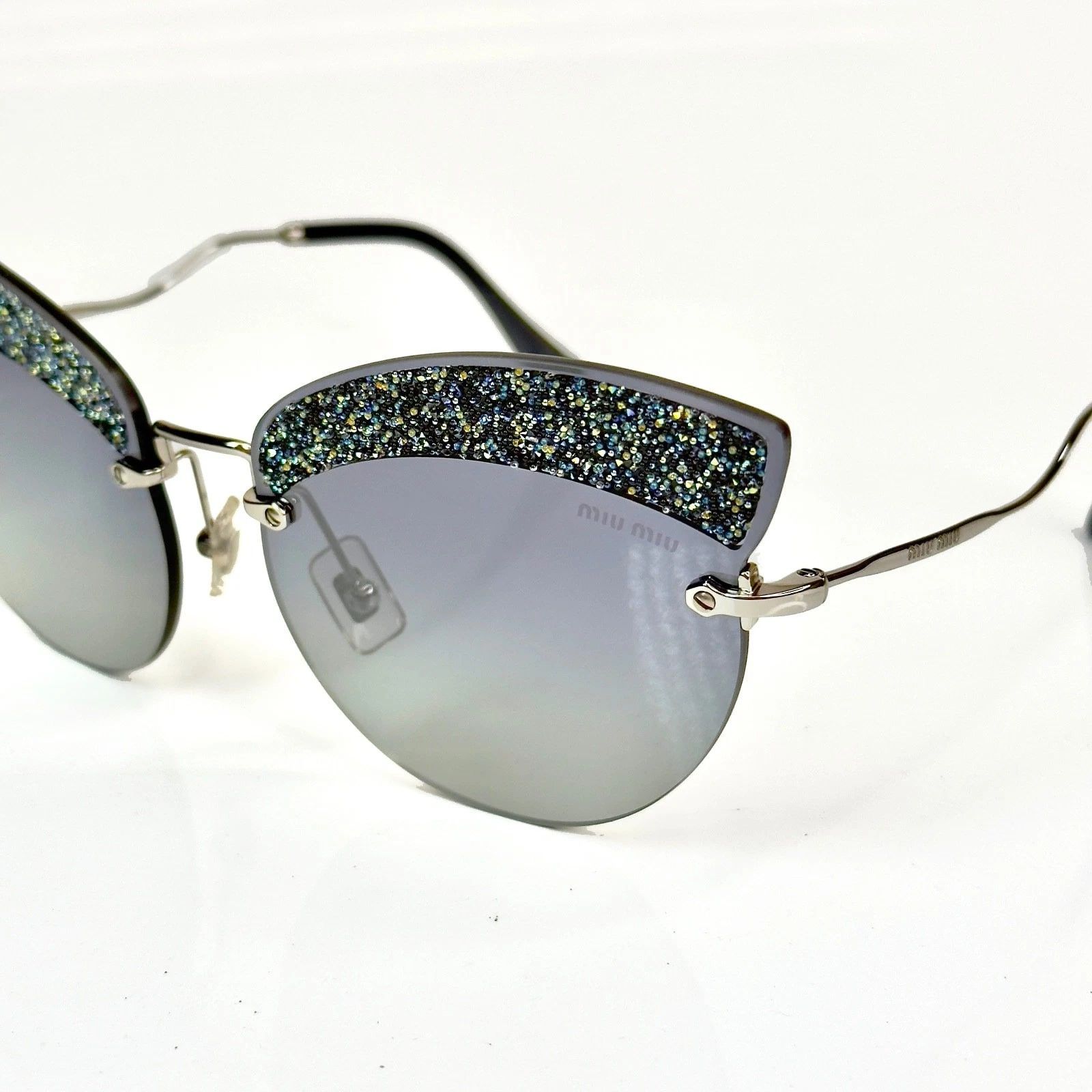 Miu Miu MIU MIU MU58TS 58T GLITTER FABRIC Blue Silver Sunglasses Size ONE SIZE - 8 Thumbnail