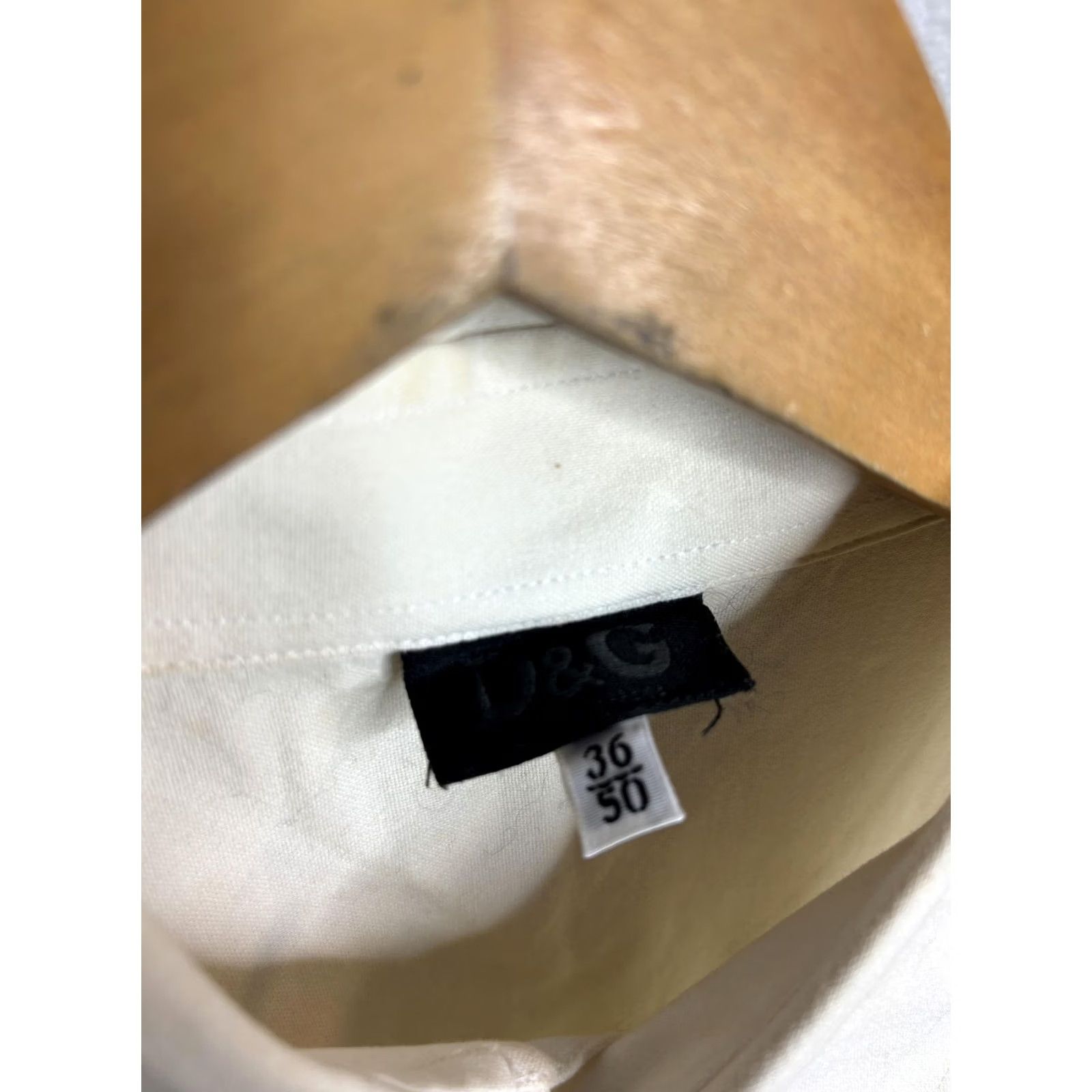 Logo 7 D&G Shirt Mens 36 White Button Down Long Sleeve Dress Classic Pocket Logo IVORY Size 36R - 4 Thumbnail