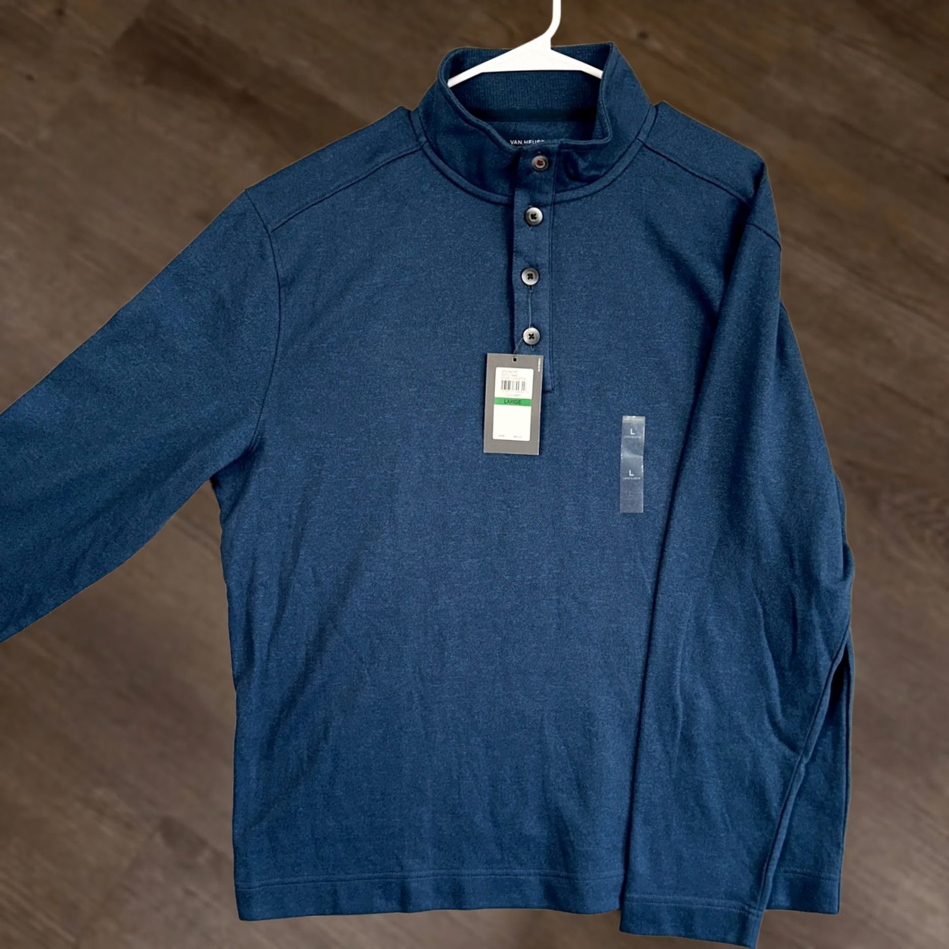 Van Heusen Van Heusen Never Tuck Sweatshirt Pullover Men Large Blue Classic Fit Button NEW Size US L / EU 52-54 / 3 - 1 Thumbnail