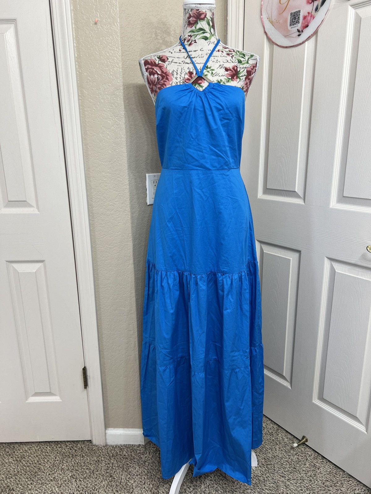 Boston Proper Boston Proper Hardware Halter Tiered Poplin Maxi Dress Size M / US 6-8 / IT 42-44 - 2 Thumbnail