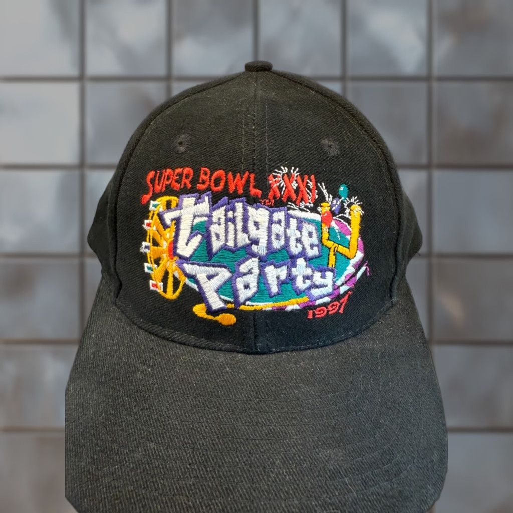 Logo Athletic VINTAGE Logo Athletic Hat Cap Mens One Size Black Snapback 1997 Tailgate Party Super Bowl XXXI Size ONE SIZE - 1 Thumbnail