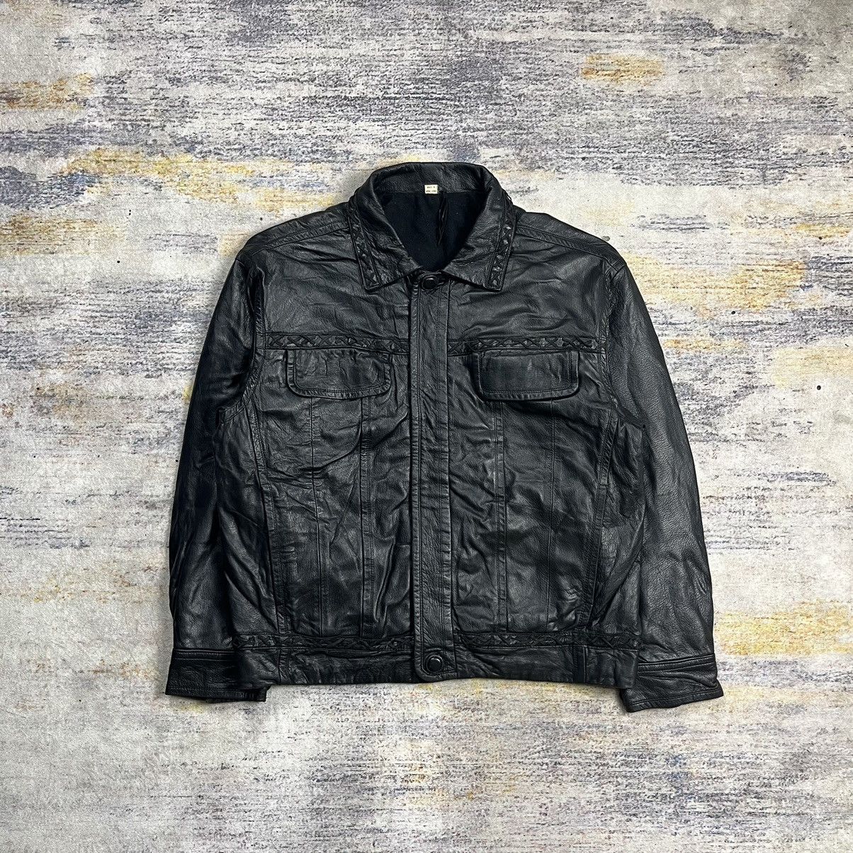 Japanese Brand × Le Grande Bleu (L.G.B.) × Nicole Club 90s Boutique Nicole by itsuko trucker lace leather jacket Size US M / EU 48-50 / 2 - 2 Thumbnail