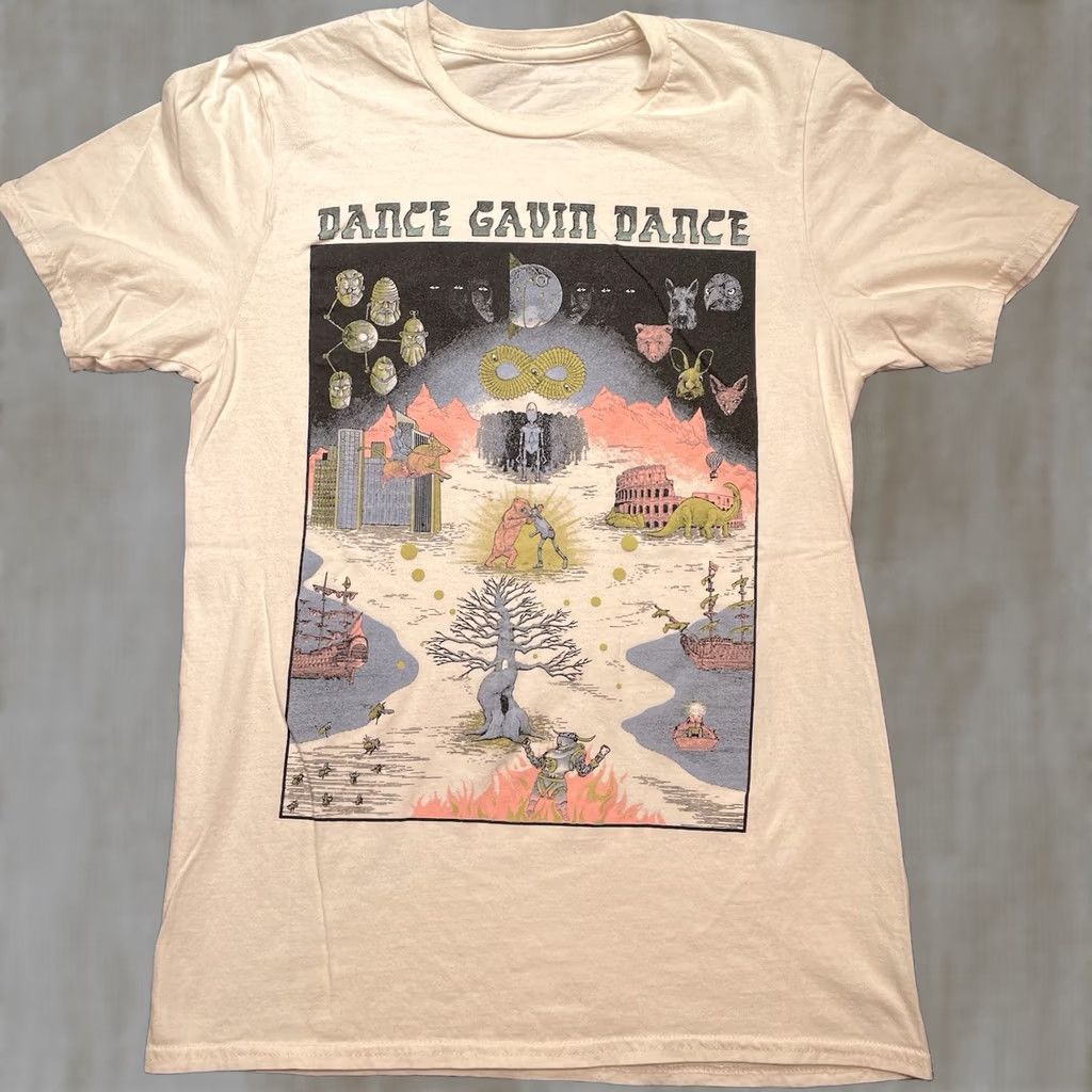 Gildan Dance Gavin Dance Shirt Mens S Infinity Fighting Animals Pop Punk Rock Gildan Softstyle Short Sleeve Crew Neck Beige Cotton Logo Band Music Vintage No Size US S / EU 44-46 / 1 - 1 Thumbnail