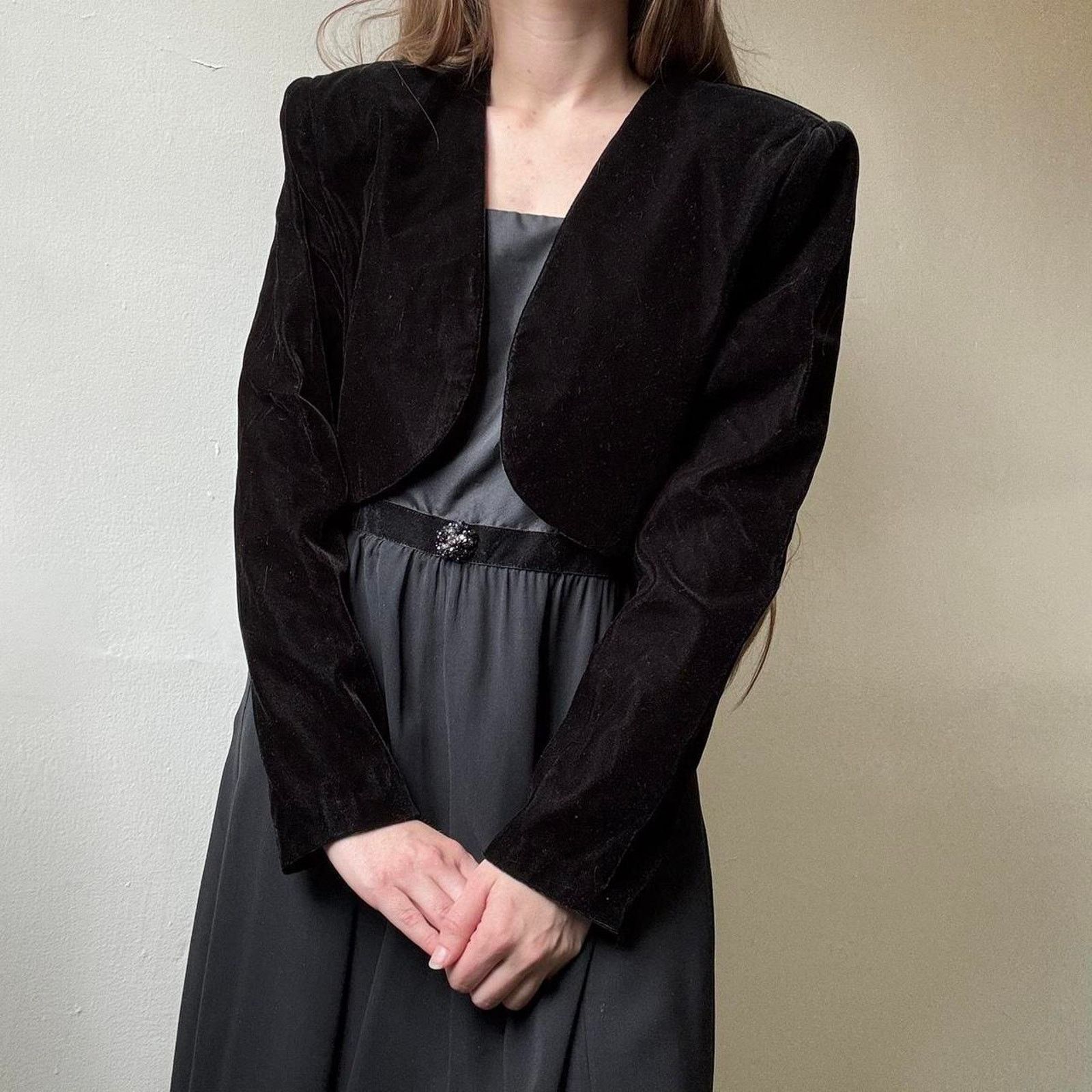 Other Vintage Scott McClintock Petites Velvet Crop Jacket Medium Size M / US 6-8 / IT 42-44 - 2 Thumbnail