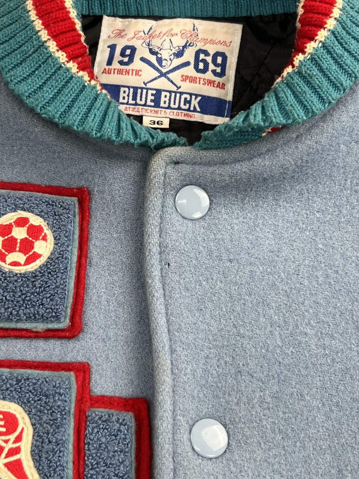 Japanese Brand VINTAGE BLUE BUCK VARSITY JACKET Size US XXS / EU 40 - 9 Thumbnail
