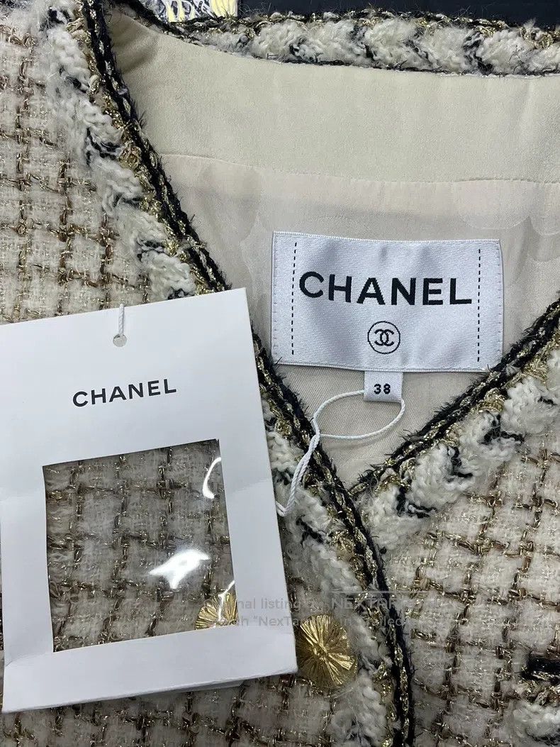 Chanel Chanel 25K new beige colour-blocked tweed plaid vest jacke Size XS / US 0-2 / IT 36-38 - 4 Thumbnail