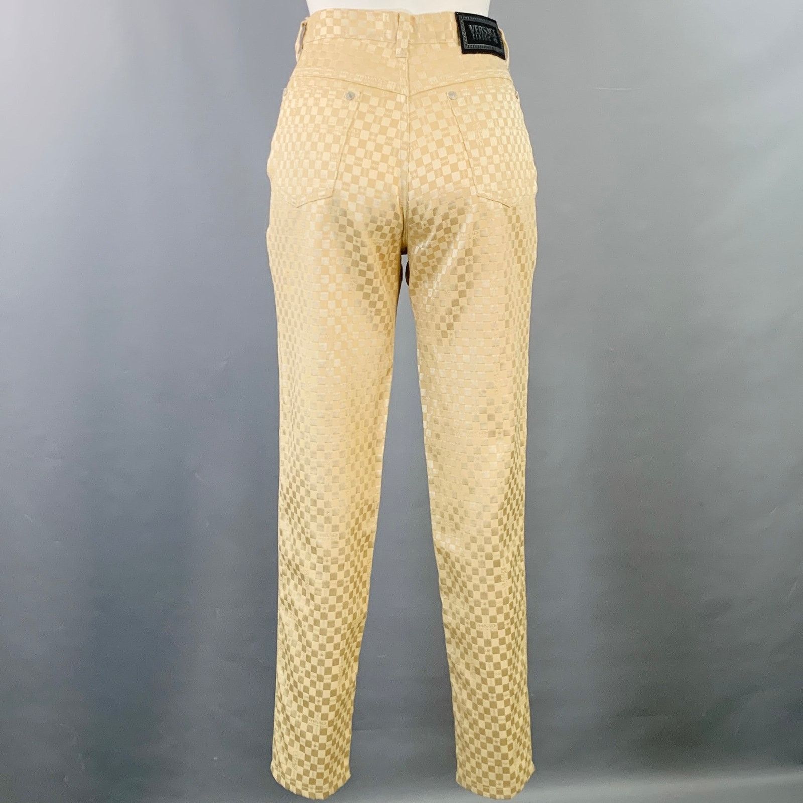 Versace V2 by VERSACE Beige Checkered Jean Cut Casual Pants Size 28" / US 6 / IT 42 - 3 Thumbnail
