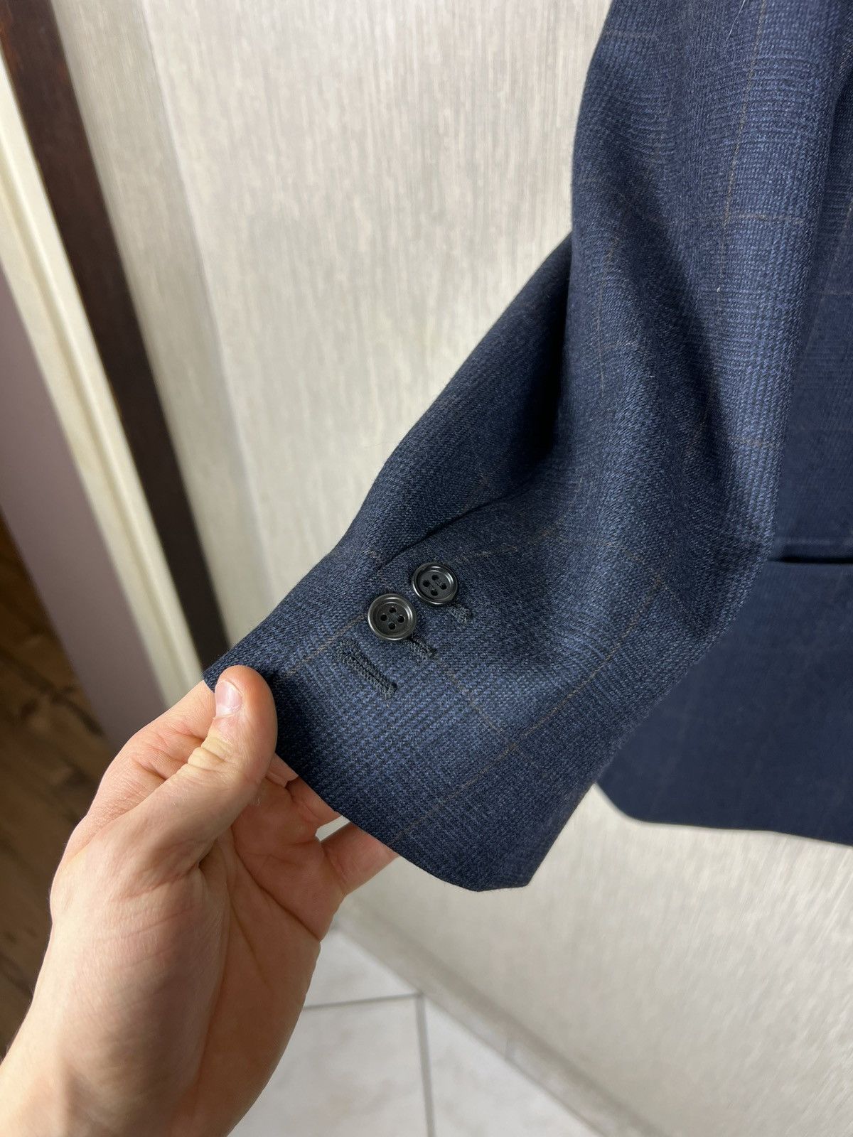 Brioni Brioni per Arabelli wool checked navy blazer jacket luxury Size 54R - 10 Thumbnail