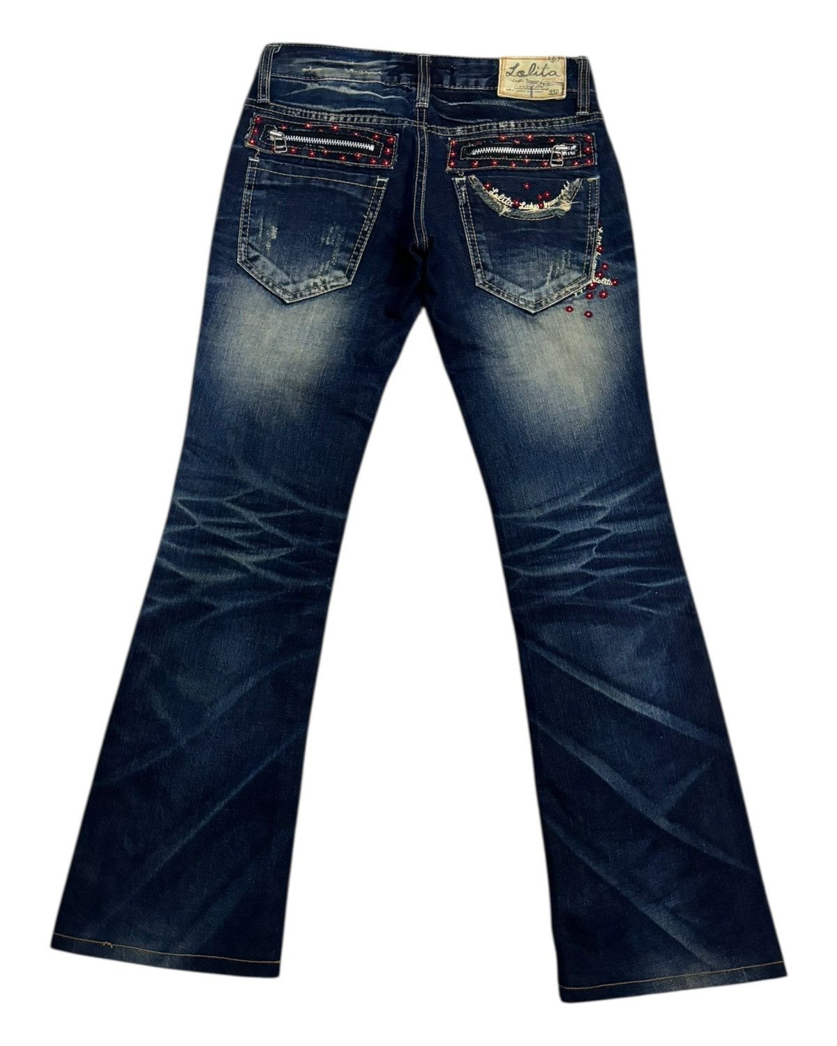 If Six Was Nine × Le Grande Bleu (L.G.B.) × Tornado Mart Lolita Exotic Vintage Denim Flared Jeans By Concert Club Size 30" / US 8 / IT 44 - 8 Thumbnail