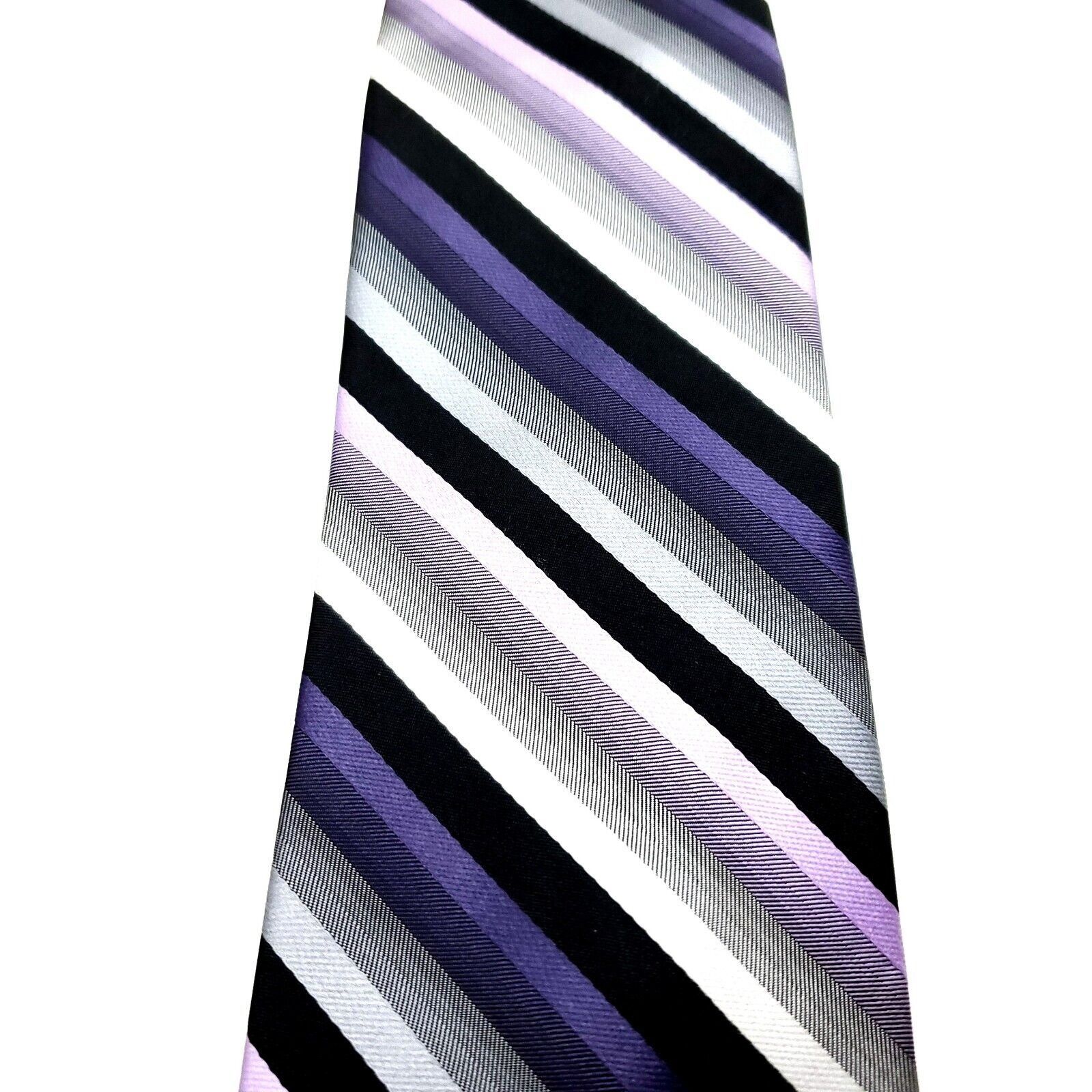 Croft & Barrow Croft Barrow Polyester Tie Purple Striped Skinny Size ONE SIZE - 2 Thumbnail
