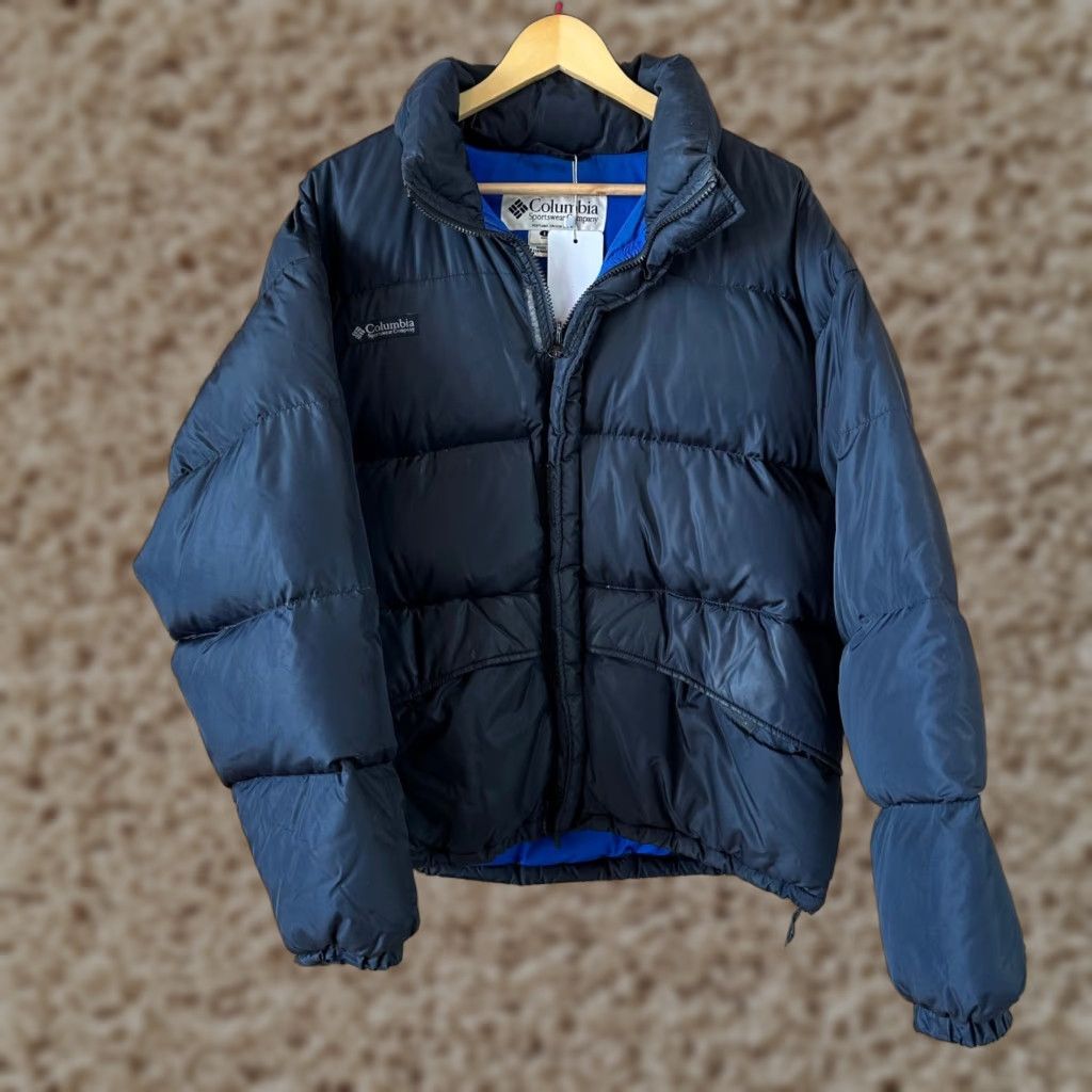 Columbia Men’s Duck Down Puffer Jacket Black Full Zip Jacket Men Black Down Puffer Zip