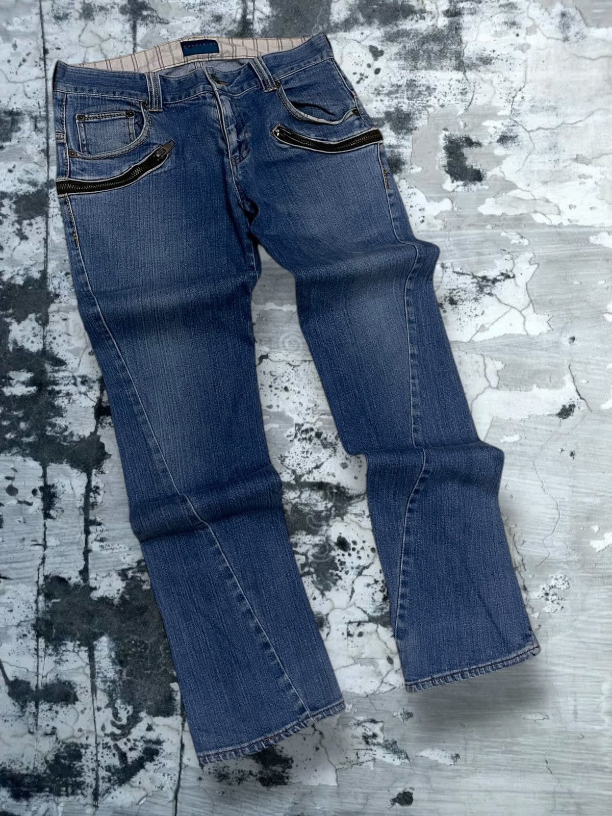 Vintage 1990s Japan Designer RageBlue Double Zip Blue Denim
