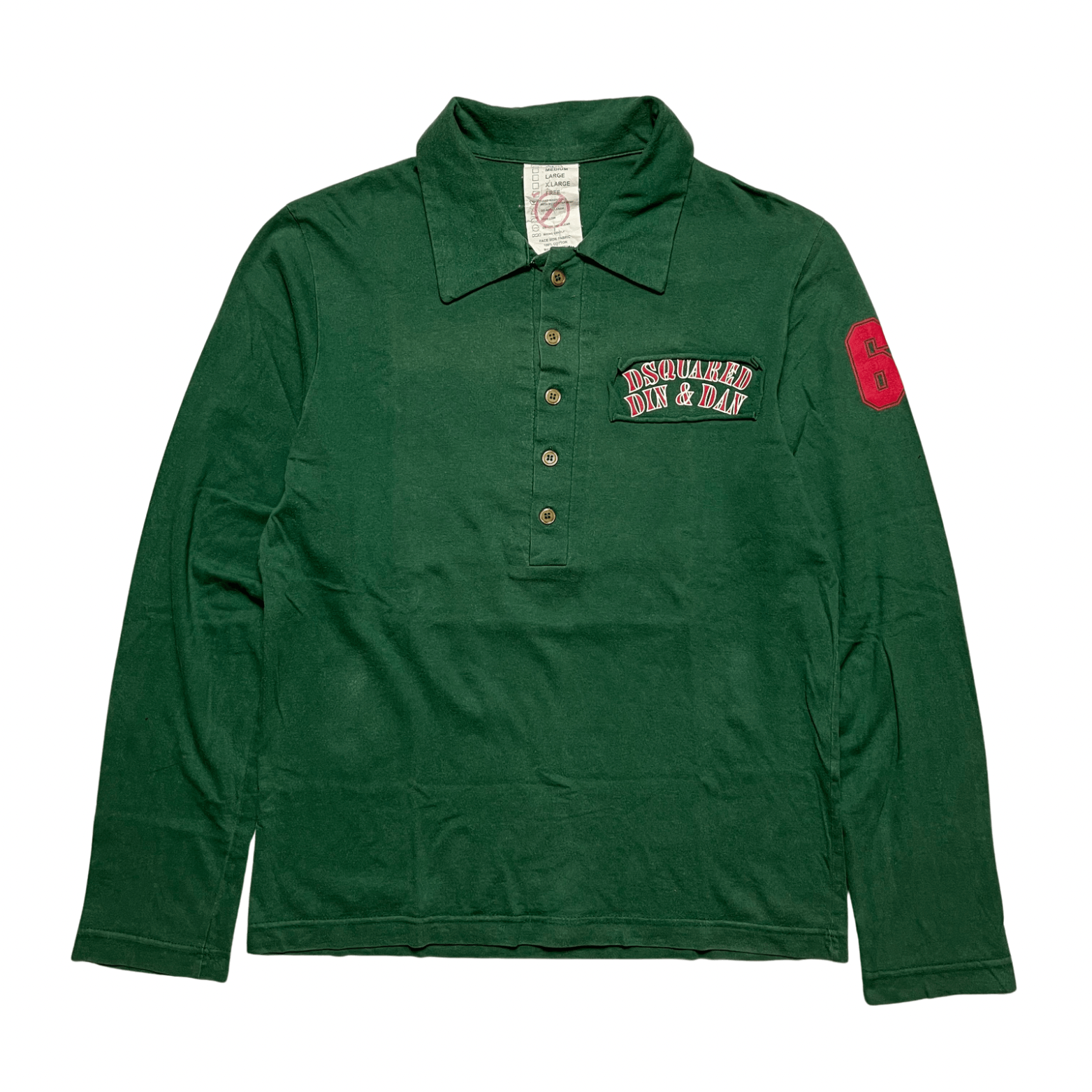 image of Dsquared2 x Italian Designers Vintage Dsquared Din & Dan Polos With Big Patch in Green (Size Small)