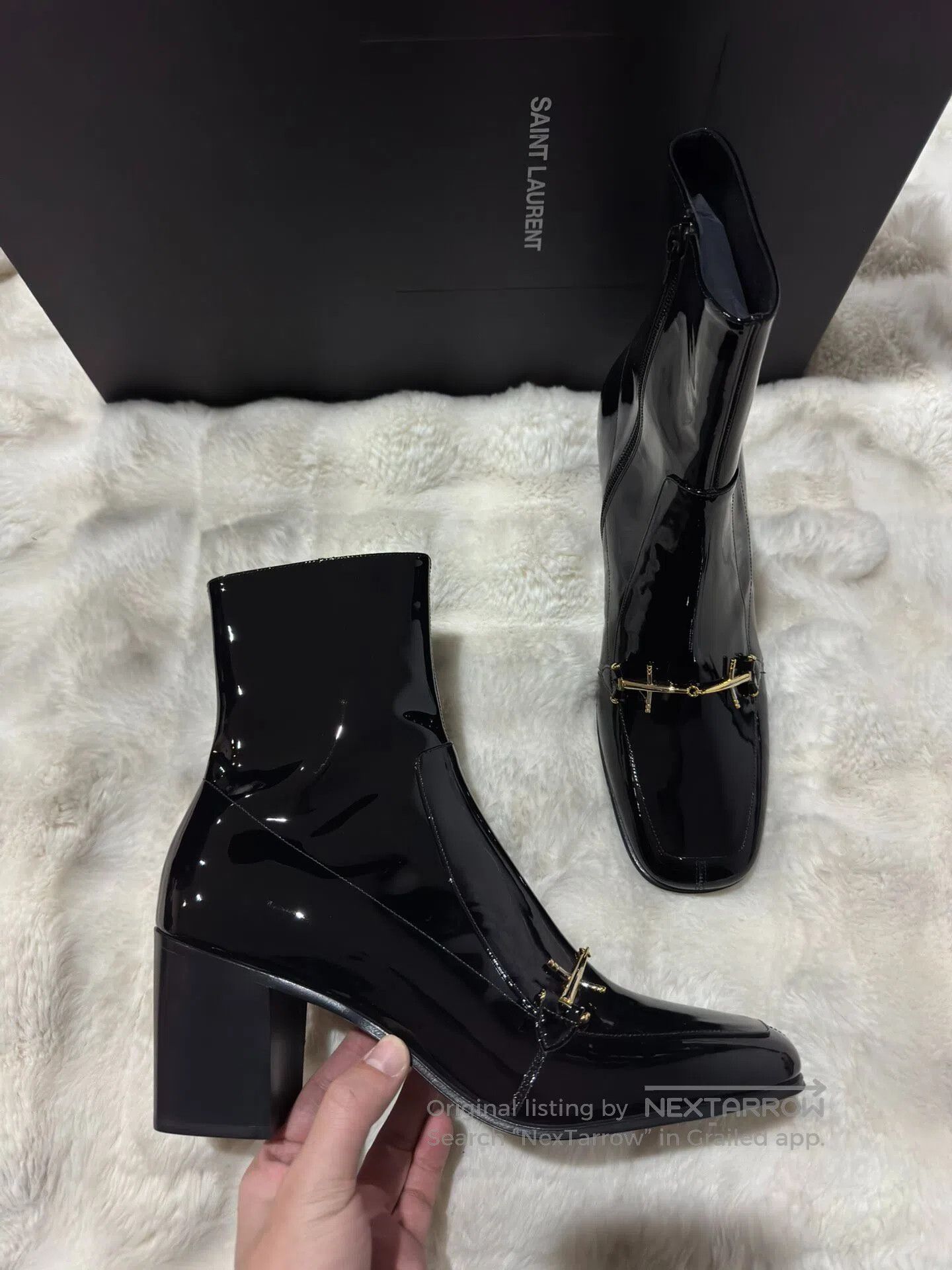 Saint Laurent Paris Saint Laurent Paris Black and Gold Men's Boots| Size US 10 / EU 43 - 6 Thumbnail