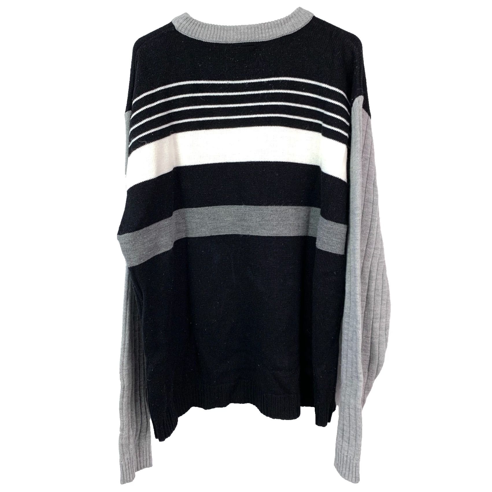 Vintage VINTAGE Mecca Striped Heavy Black Gray Wool Blend Ribbed Skate Sweater Mens 2XL Hip Hop Y2K Knit Size US XXL / EU 58 / 5 - 7 Thumbnail