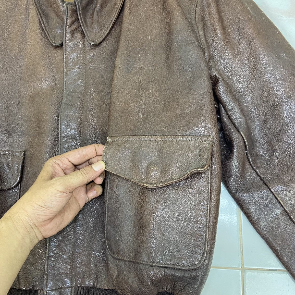 Genuine Leather Vtg Type A-2 San Francisco Aviation Sun Faded Leather Jacket Size US S / EU 44-46 / 1 - 10 Thumbnail