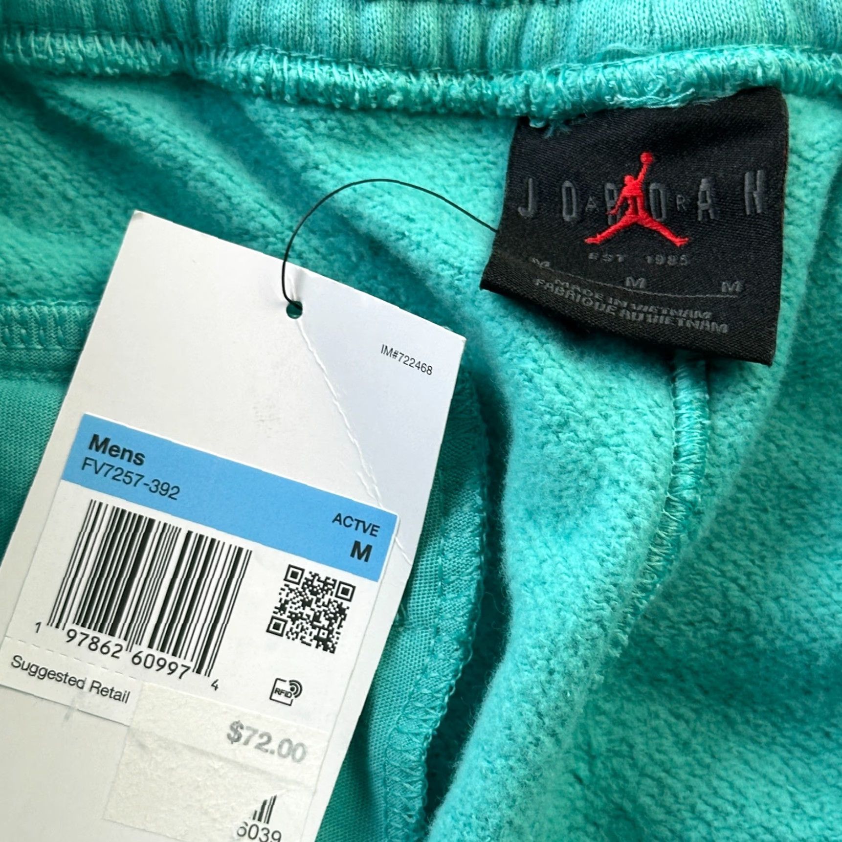 Jordan Brand Jordan Shorts Mens M Teal Blue Flight Fleece Diamond Nike Sports Activewear Athletic Pockets Drawstring Elastic Waist Regular Size US 31 - 6 Thumbnail