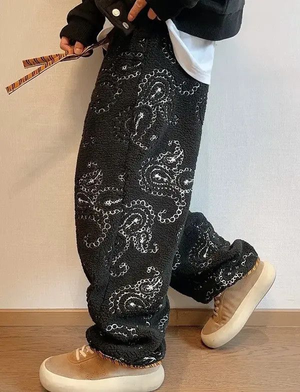 VIBE Avant garde retro paisley fleece pants with tiger embroidery Size US 34 / EU 50 - 6 Thumbnail