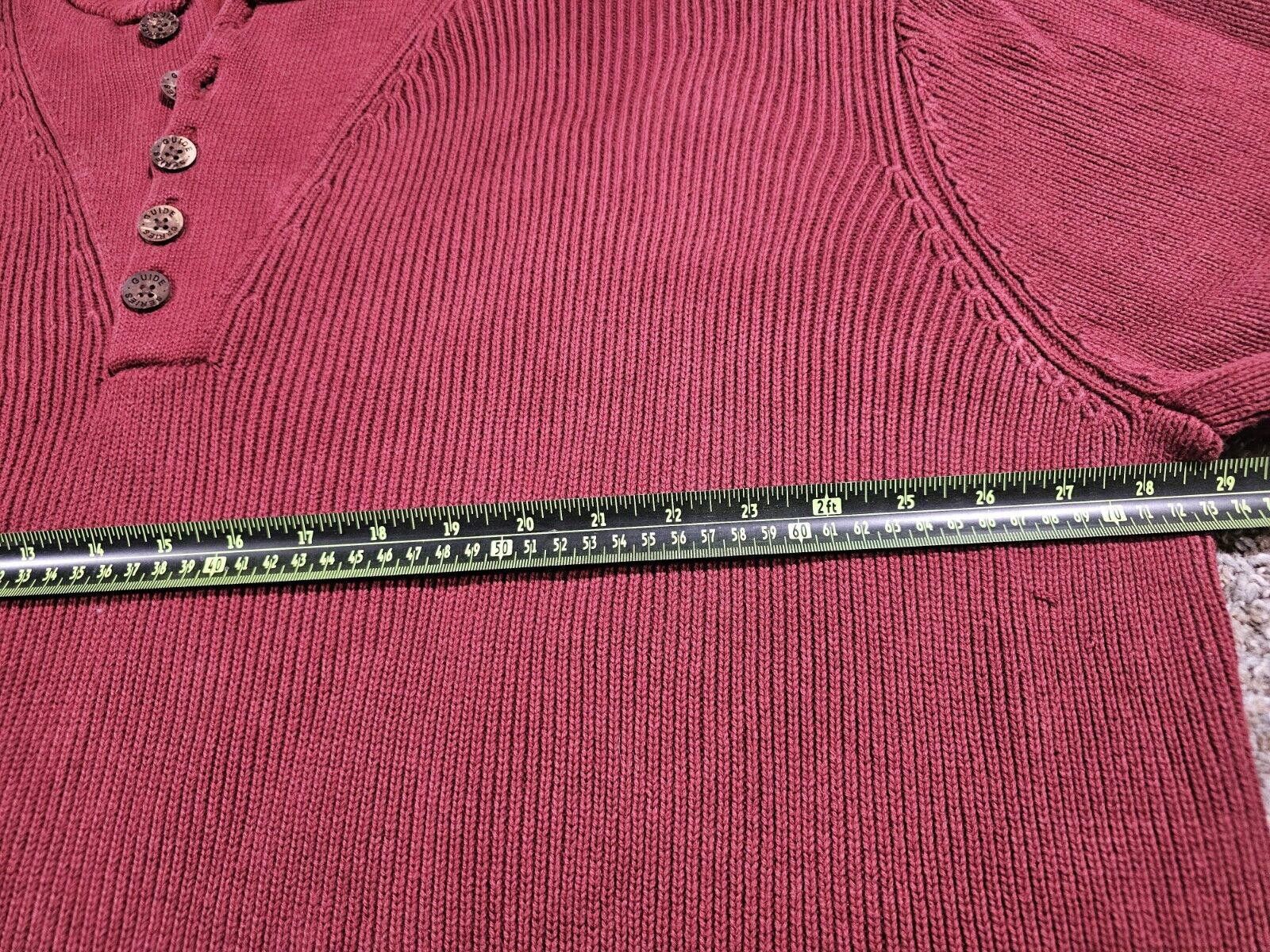 Designer Guide Series 5 Button Henley Sweater Mens 3XLT Red Hike Fish Size US XXL / EU 58 / 5 - 5 Thumbnail