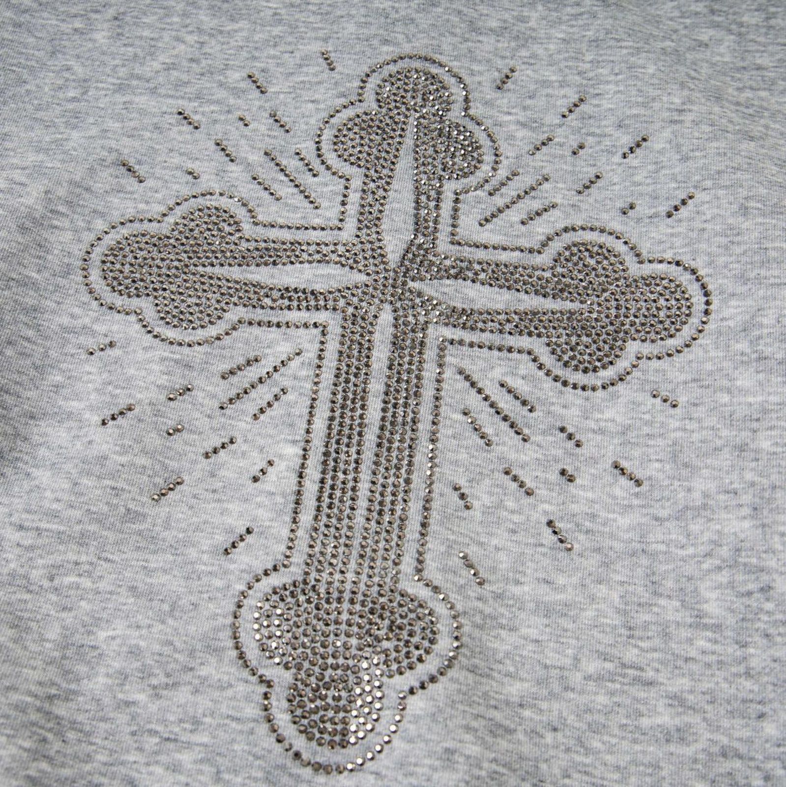Cross Rhinestone Embellished Zip Hoodie