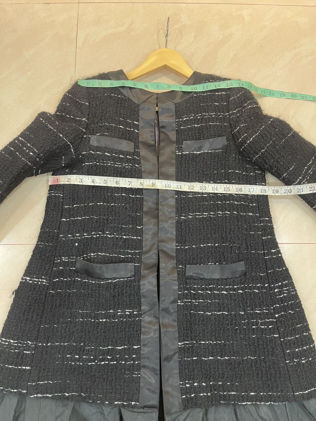 Sacai Sacai Coat Womens Small Black Wool Nylon Mixed Media Size S / US 4 / IT 40 - 9 Thumbnail