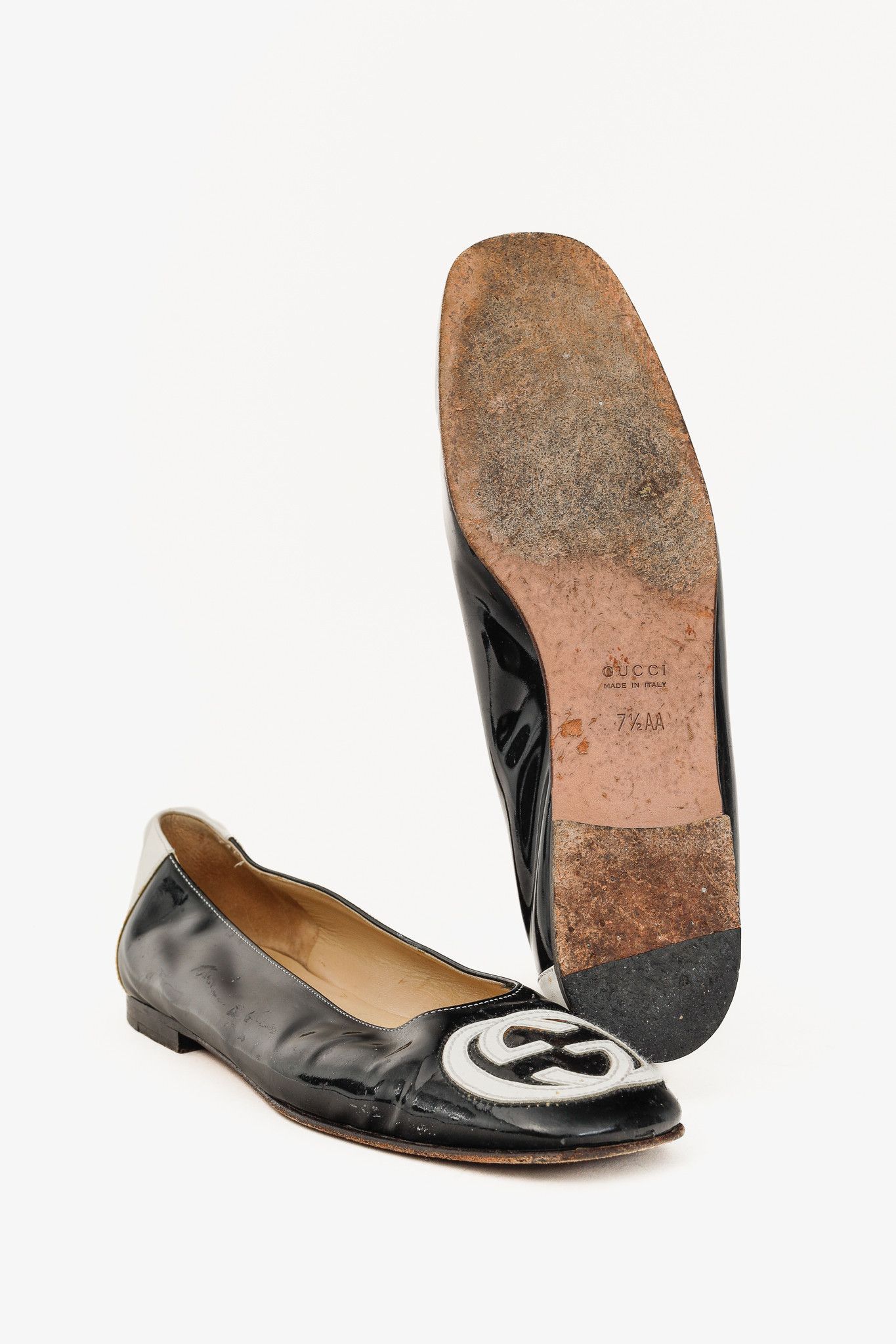 Gucci Gucci Black Patent-Leather GG-Logo Ballerina Flats Size US 7.5 / IT 37.5 - 5 Thumbnail