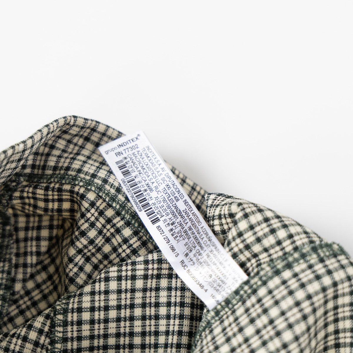 Zara Zara Womens Check Trousers Slim Fit Pants Green Beige Casual Size 26" / US 2 / IT 38 - 6 Thumbnail