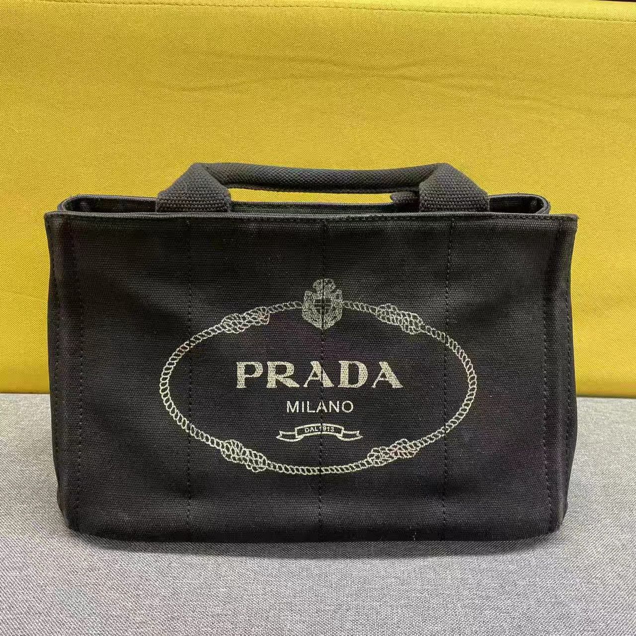 Prada Prada Black Denim Canvas Small Beach Bag K15 Size ONE SIZE - 3 Thumbnail