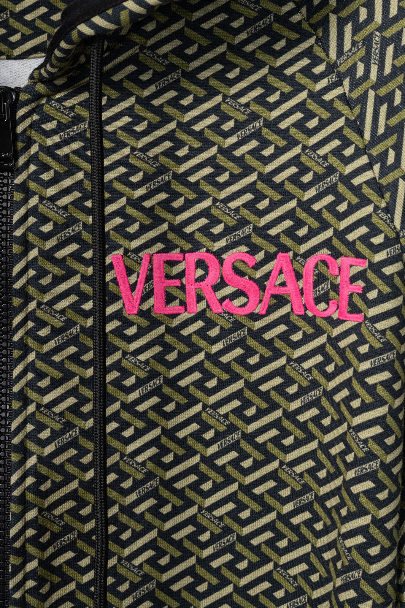 Versace Versace AW21 Green Cotton Greca-Print Smiling Medusa Hoodie Size US S / EU 44-46 / 1 - 8 Thumbnail