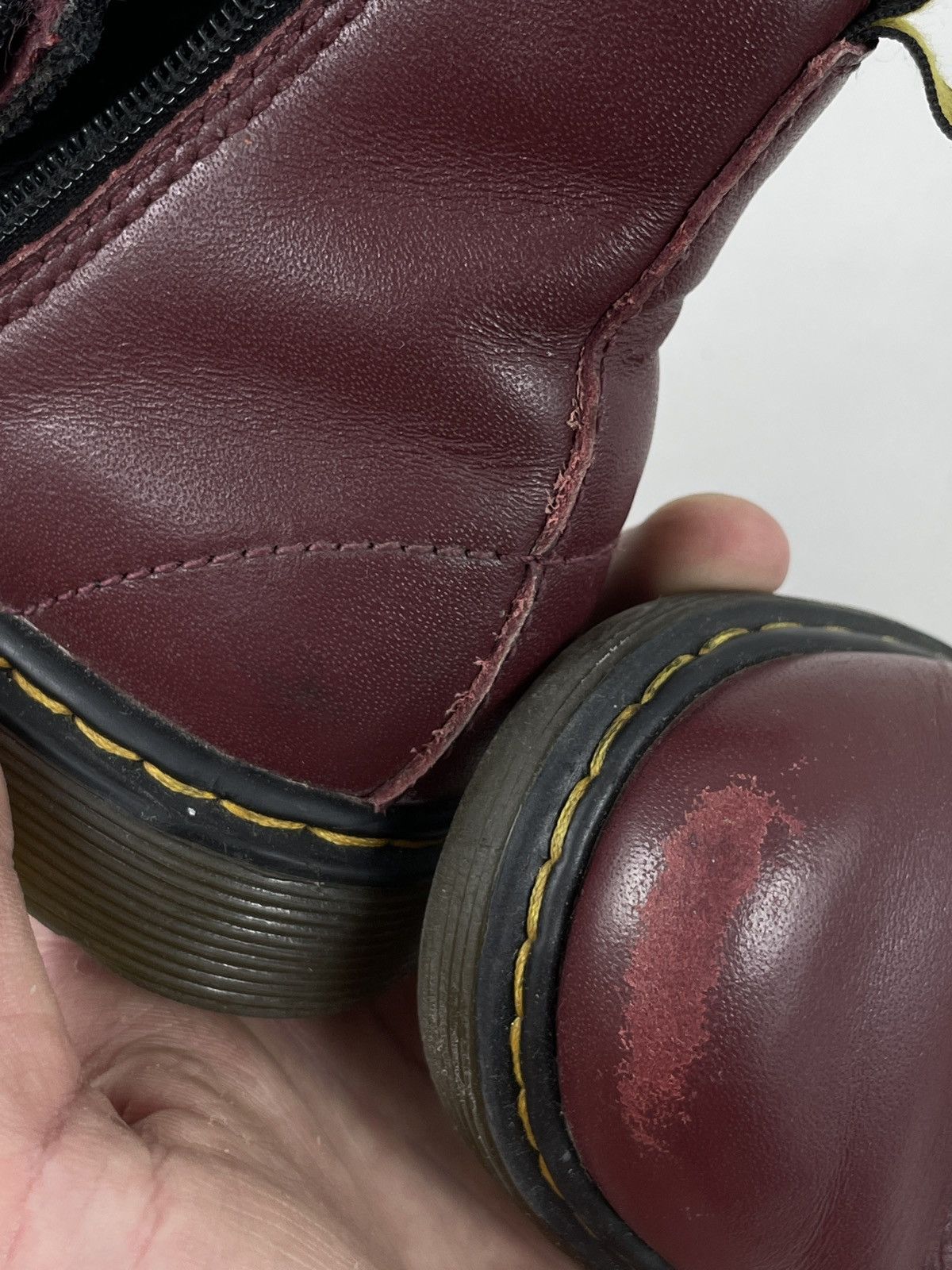 Children of the discordance × Dr. Martens × Red Wing Unisex DR.MARTENS Brooklee 1460 Leather Cherry Zip High-Top Boots Kids UK9 US 10 Size US 4 / IT 34 - 24 Thumbnail