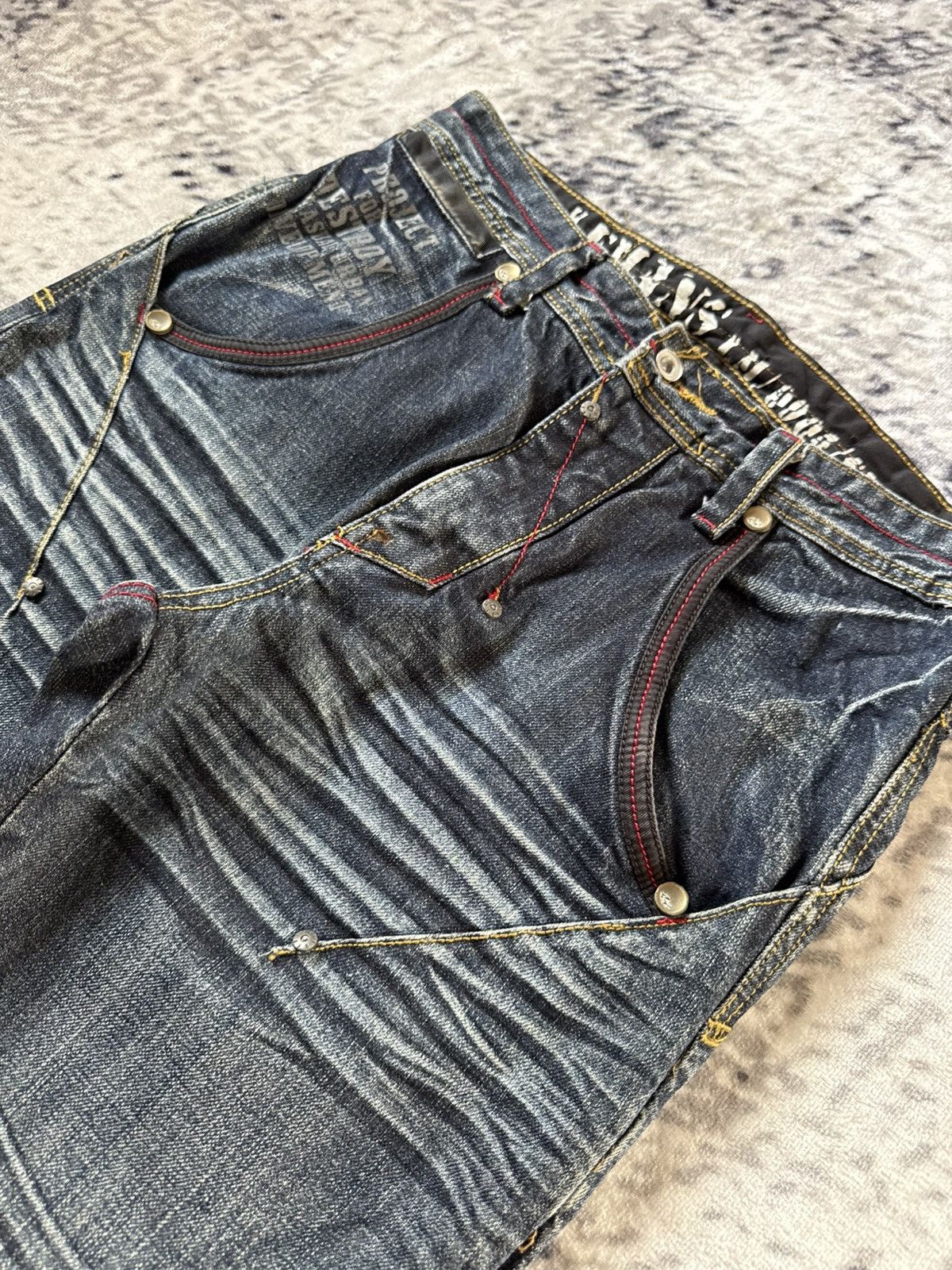 Japanese Brand Lemans Japan Claw Mark Whiskers Shadow Wash Jeans Size US 29 - 19 Thumbnail