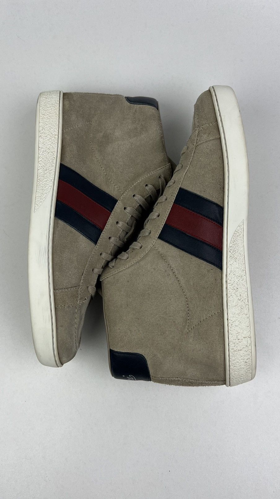 Gucci GUCCI Sneakers Suede Hi Top Shoes Web Stripe Logo Baige Mens Size US 7.5 / EU 40-41 - 11 Thumbnail