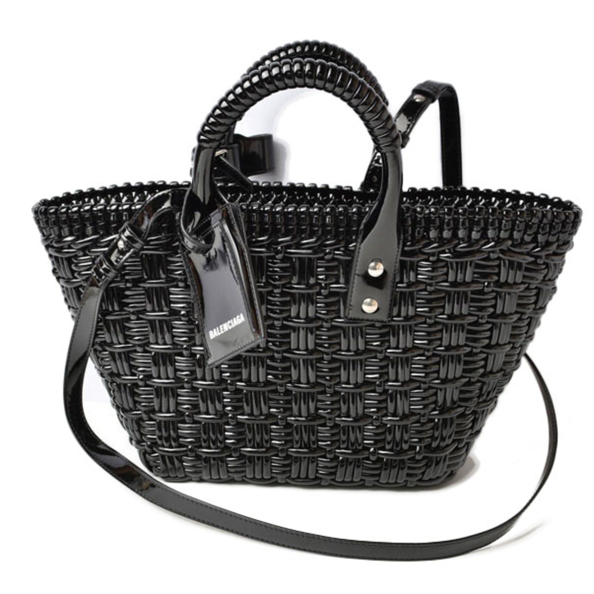 image of Balenciaga Handbag Shoulder Bag Balenciaga Basket Bistro Xs Enamel Black 671342, Women's