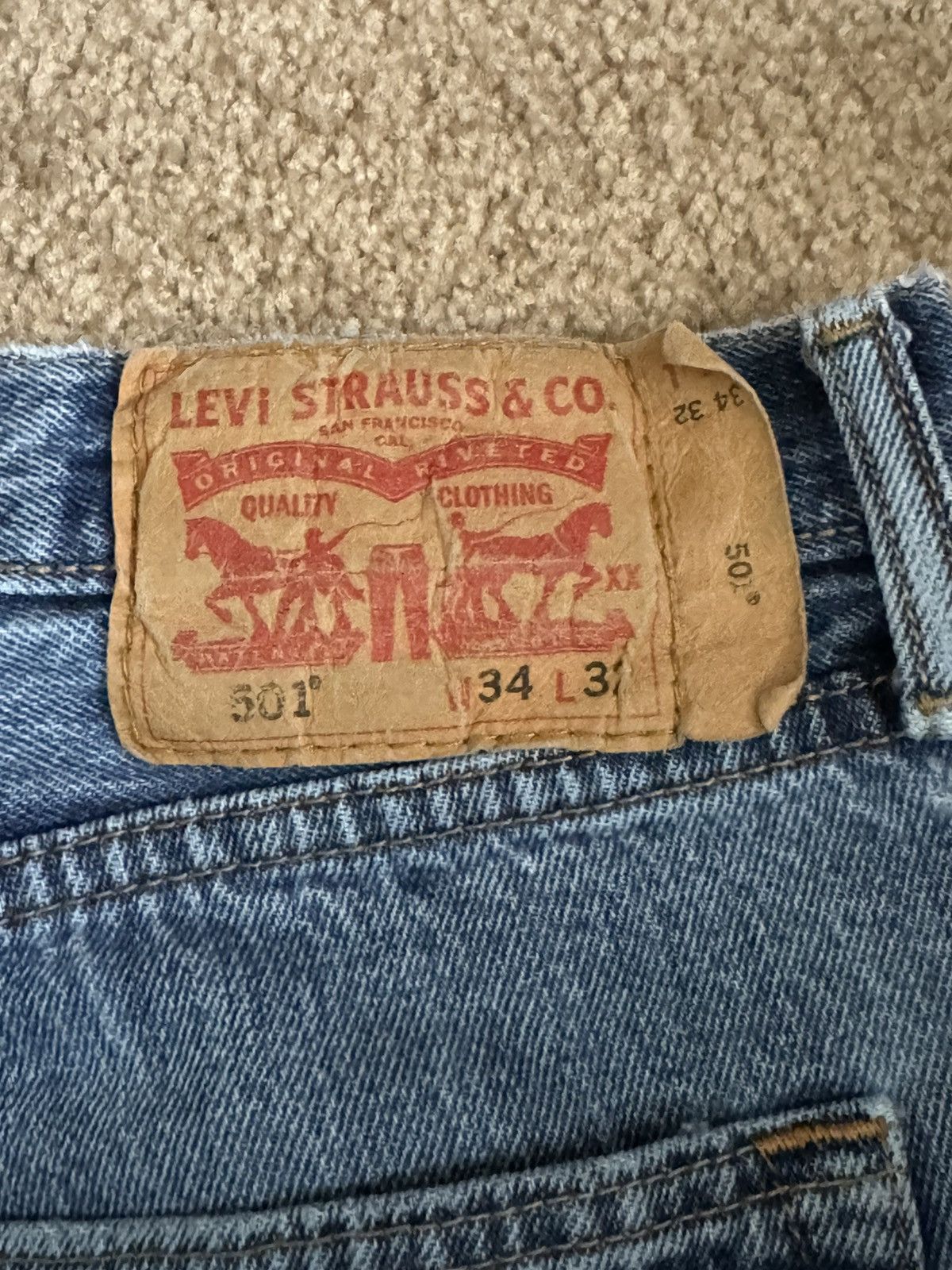 Levi's × Levi's Vintage Clothing × Vintage LEVIS DISTRESSED 501 DENIM JEANS 34x32 Size US 34 / EU 50 - 3 Thumbnail