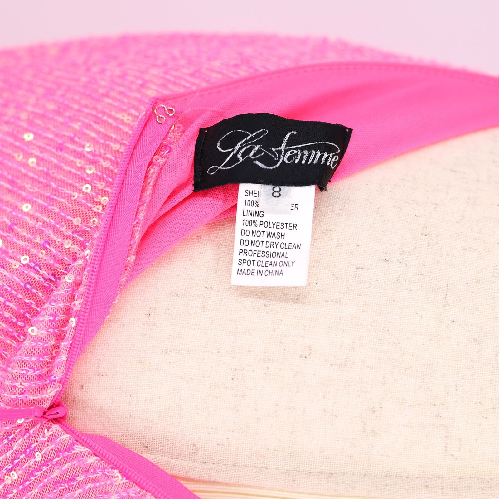 The Unbranded Brand La Femme Women Pink Sequin Open Back Long Prom Dress Size 8 Size M / US 6-8 / IT 42-44 - 6 Thumbnail