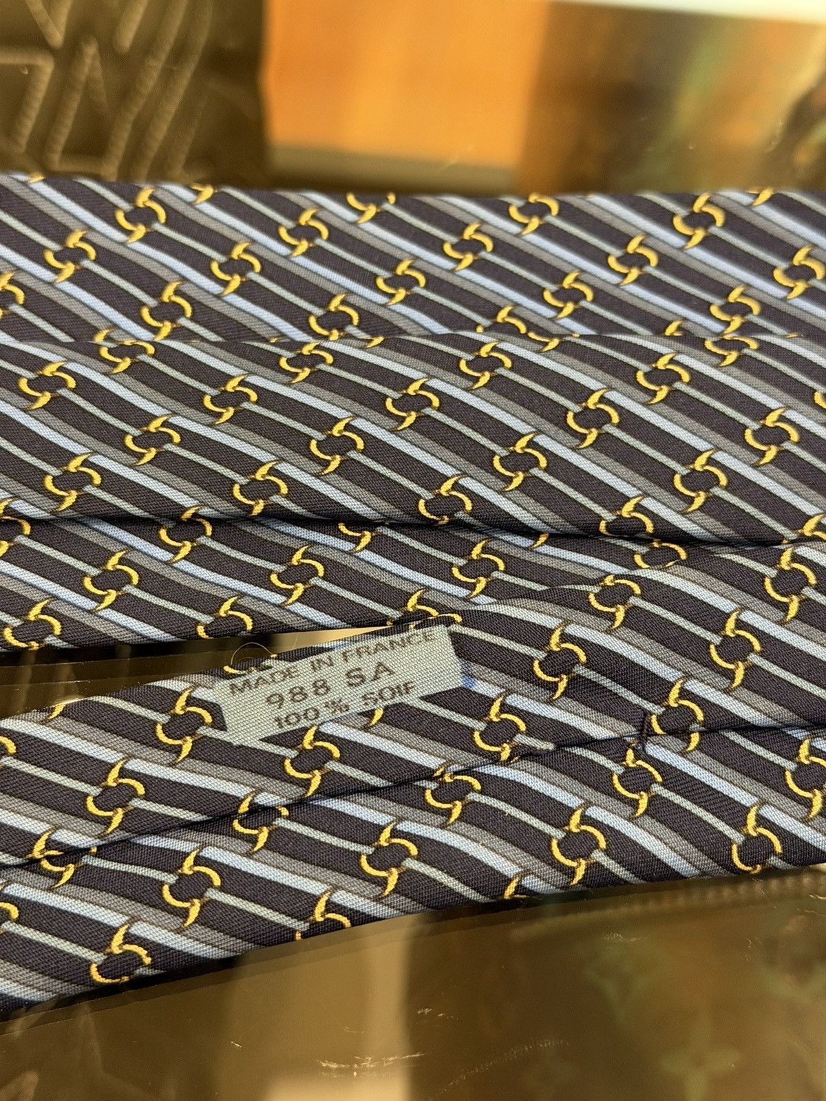 Hermes Hermes Striped Tie - Blue Size ONE SIZE - 3 Thumbnail
