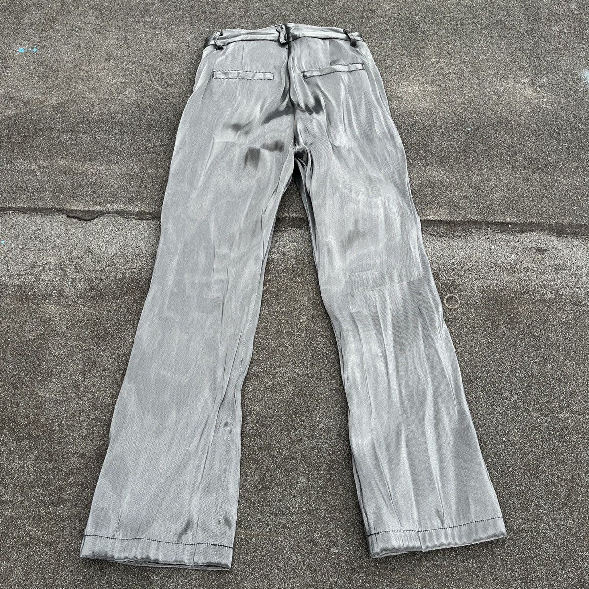 image of Futuristic Liquid Metal Trousers (Unisex) in Chrome, Men's (Size 26)