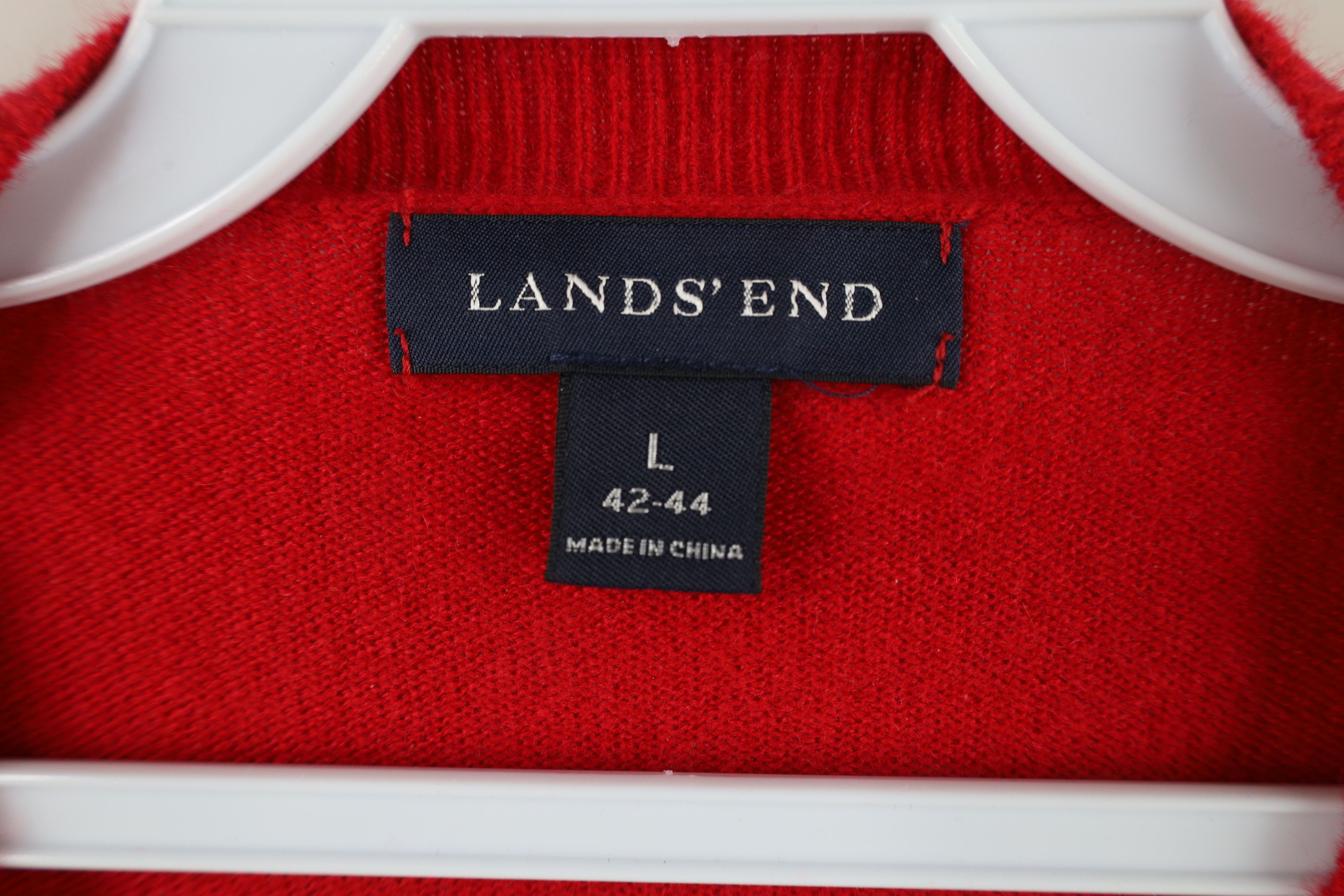 Lands' End × Vintage Vintage Lands End Blank Soft Cashmere Knit Sweater Red Size US L / EU 52-54 / 3 - 5 Thumbnail