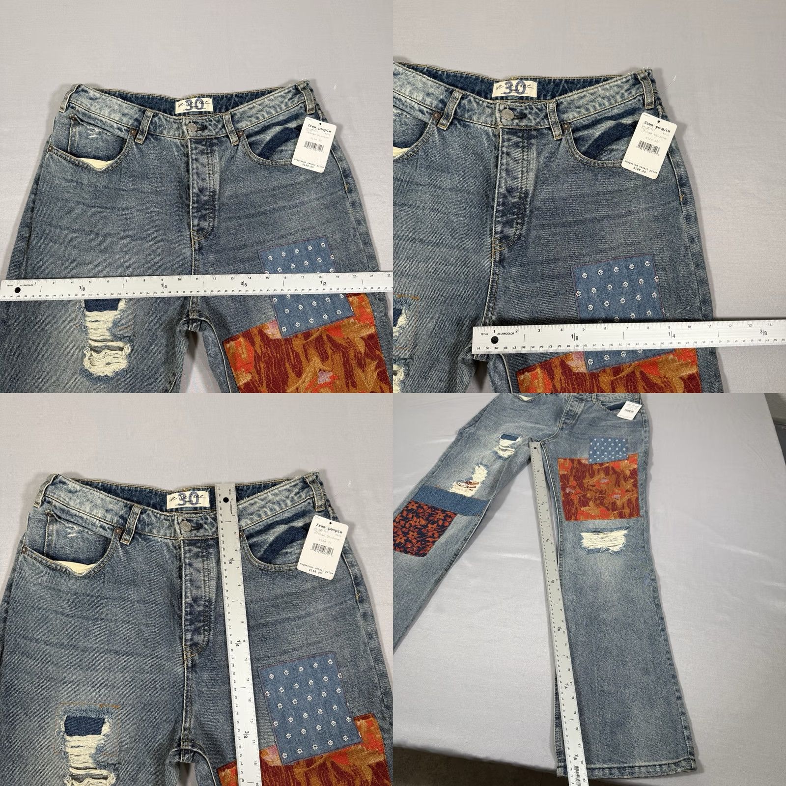 Free People Free People Jeans Womens 30 Patchwork Floral Orange Blossom Bootcut Hippie Boho Jeans Women 30 Blue Floral Patchwork Distressed 5-Pocket Rise High Size 30" / US 8 / IT 44 - 9 Thumbnail