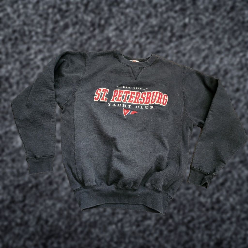Vintage VINTAGE White River Sweatshirt Shirt Mens S St Petersburg Yacht Club Florida Embroidered Black 80s 90s Size US S / EU 44-46 / 1 - 1 Thumbnail