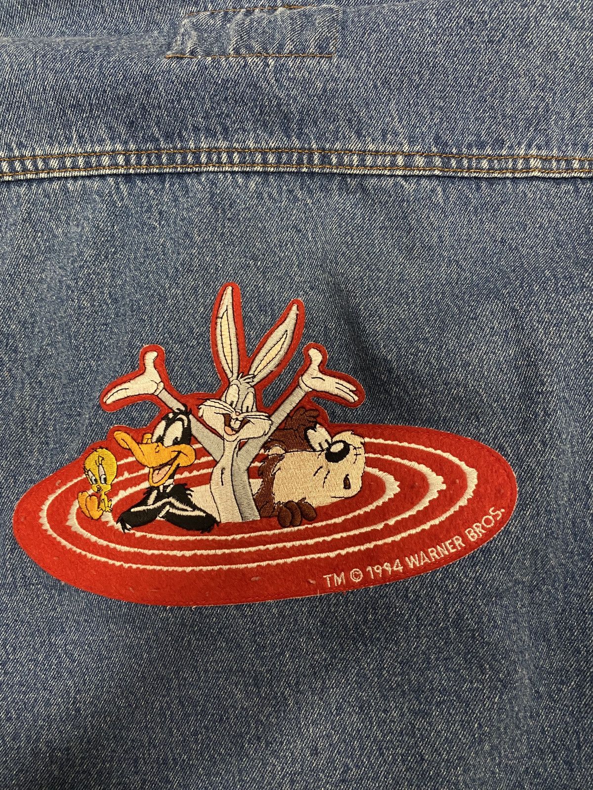Disney × Vintage Vintage Warner Bros Looney Tunes Denim Varsity Jacket Size US L / EU 52-54 / 3 - 4 Thumbnail
