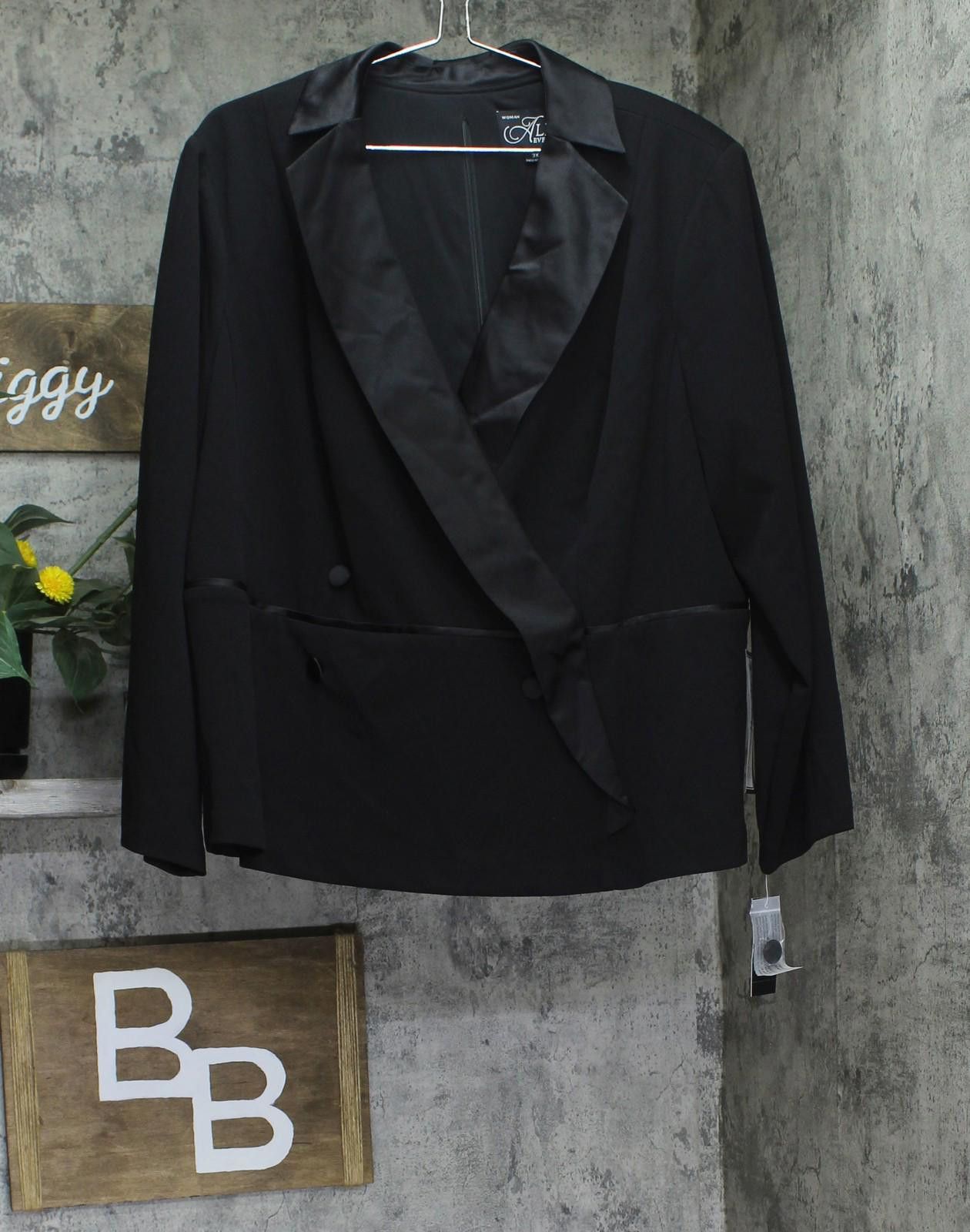 Other Nwt Alex Evenings Tunic Pullover Satin Trim Jacket Black 3x Size 3XL / US 20-22 - 1 Thumbnail