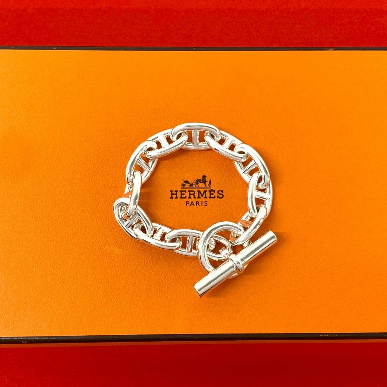 Hermes Hermes Hermes Chaine dAncre TGM 925 Silver Bracelet Precious Metal Bracelet DUTY FREE for USA Size ONE SIZE - 1 Thumbnail