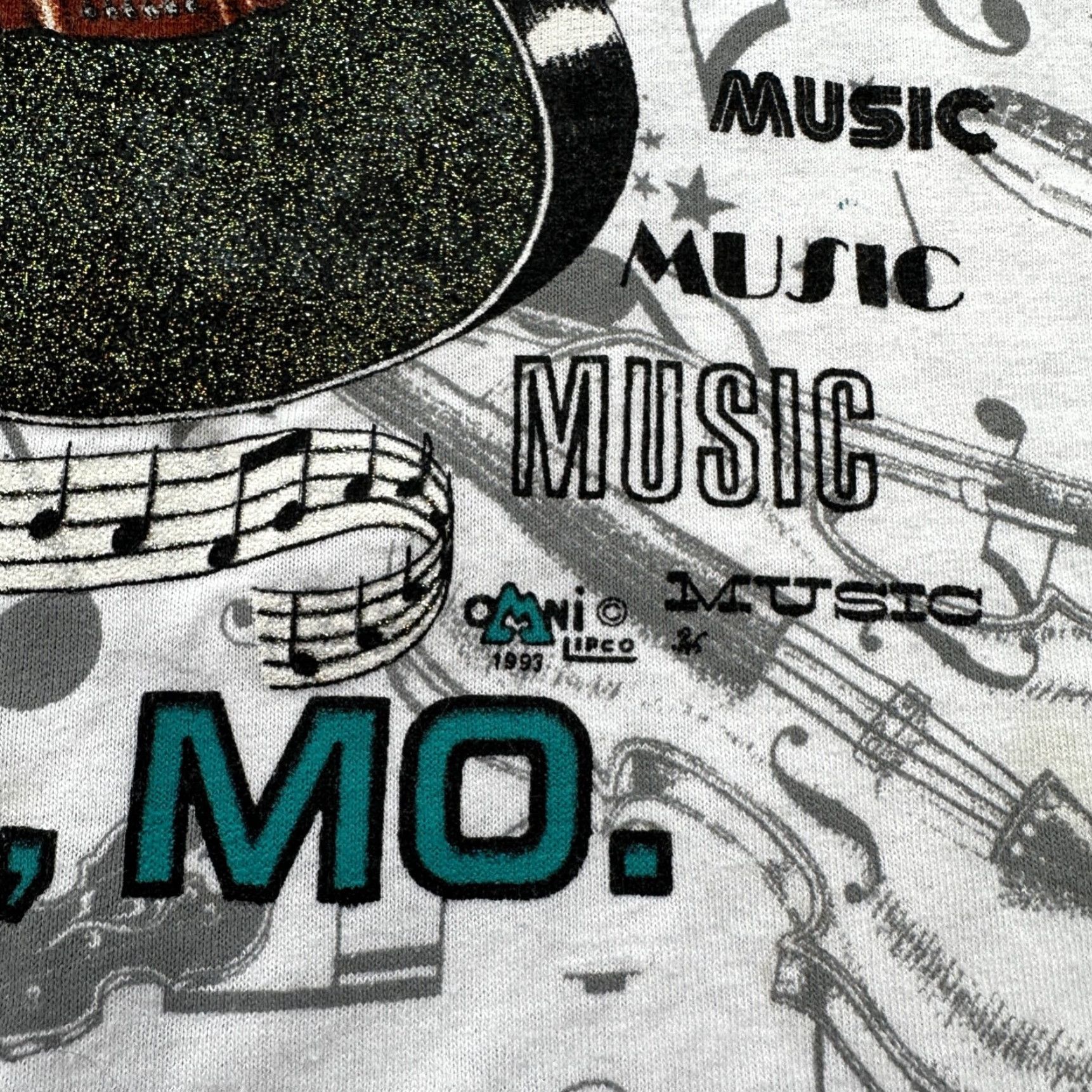 Vintage VINTAGE Country Music Missouri Branson T Shirt 90s AOP Gibson Guitar Martin Screen Stars White Men's M Crew Neck Short Sleeve Graphic Print Size US M / EU 48-50 / 2 - 3 Thumbnail