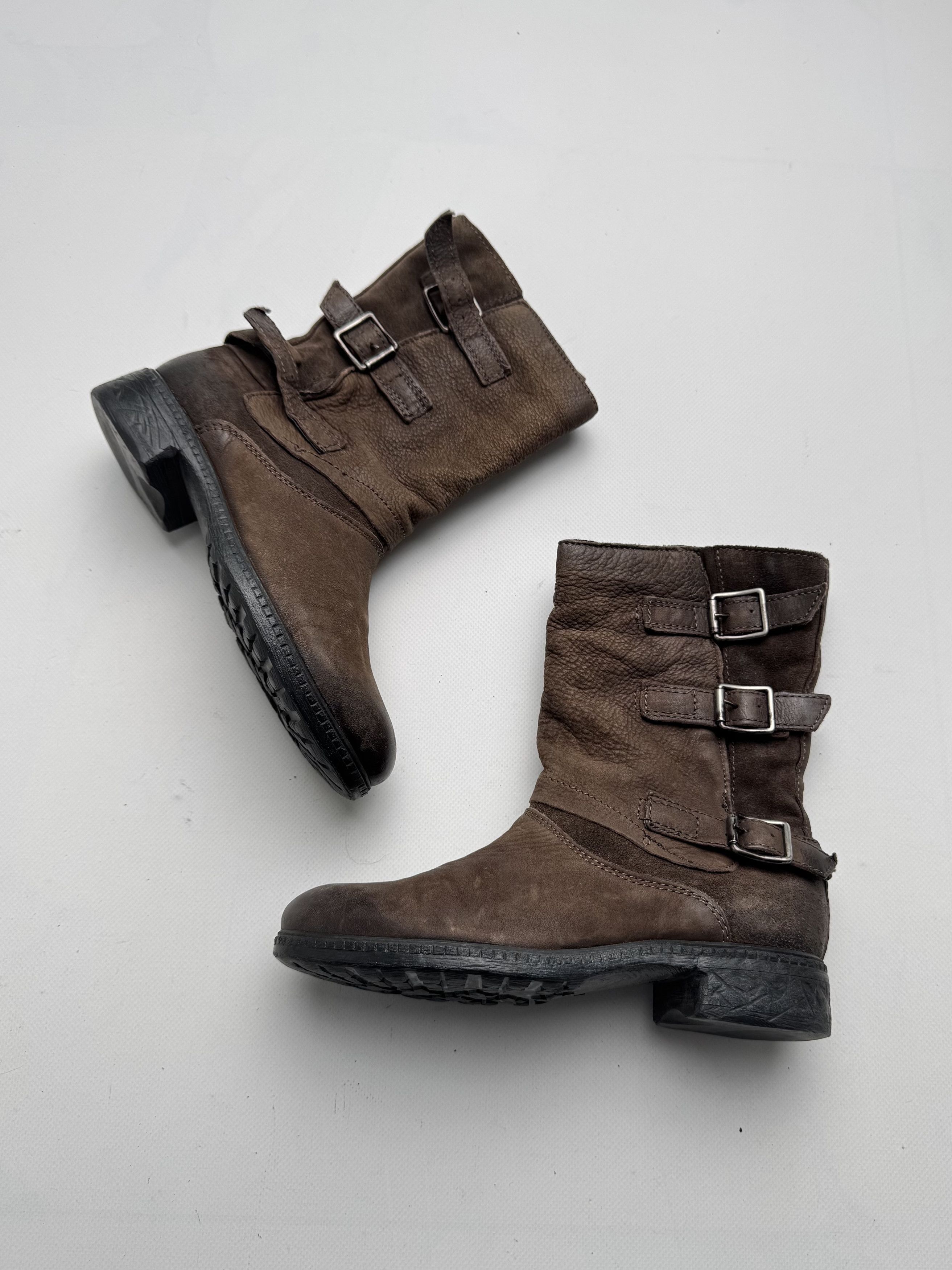 Vintage Vintage Leather Ankle Boots Buckle Strap Biker Moto Boots E2 Size US 7 / IT 37 - 1 Thumbnail