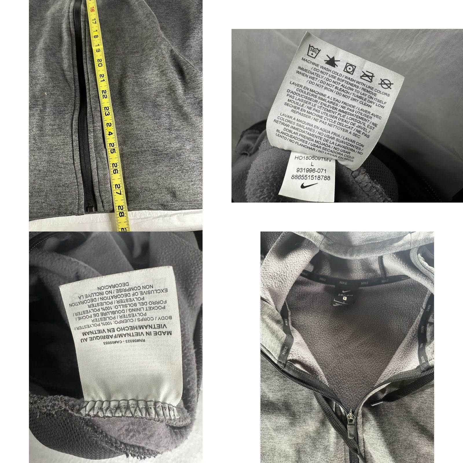Nike Nike Full-Zip Jacket Mens Large Charcoal Heather Therma-Fit Lightweight Lightweight Zip Nike Sportswear Full Zip Hoodie Size US L / EU 52-54 / 3 - 8 Thumbnail