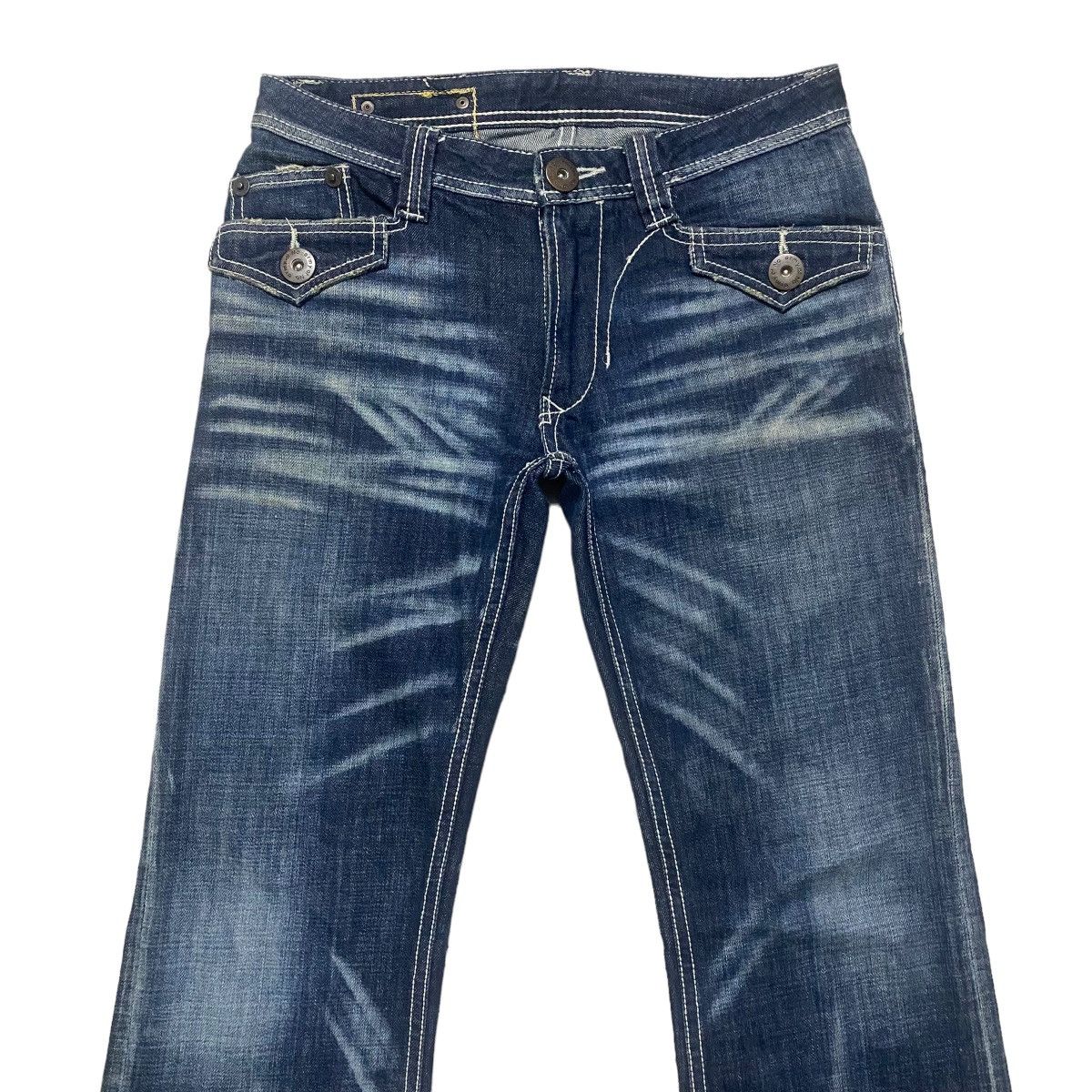 Japanese Brand ARMY OF NO Whisker Denim Flare Jeans Size US 30 / EU 46 - 3 Thumbnail