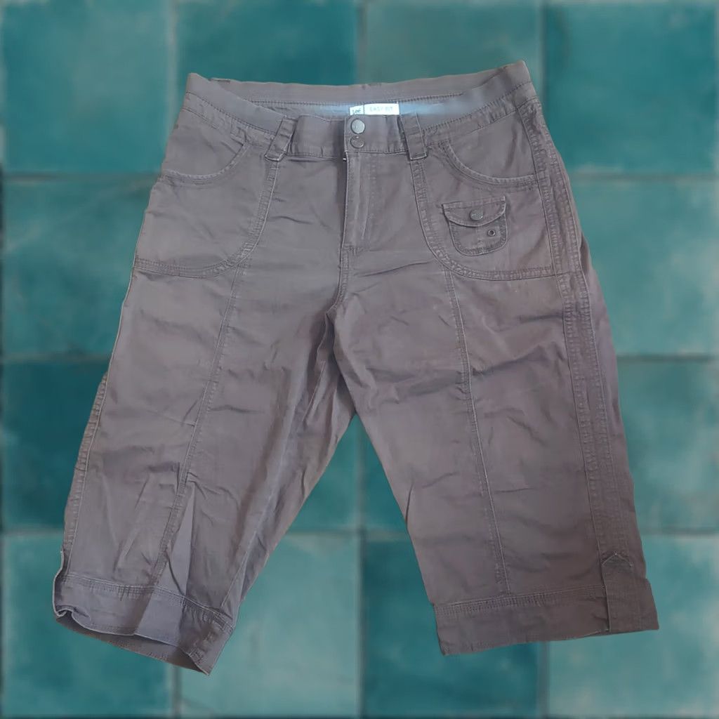 Lee Lee Cargo Shorts Mens Brown Size M Regular Cotton Spandex Solid Button Casual Travel Outdoor Summer 80s? Size US 31 - 1 Thumbnail