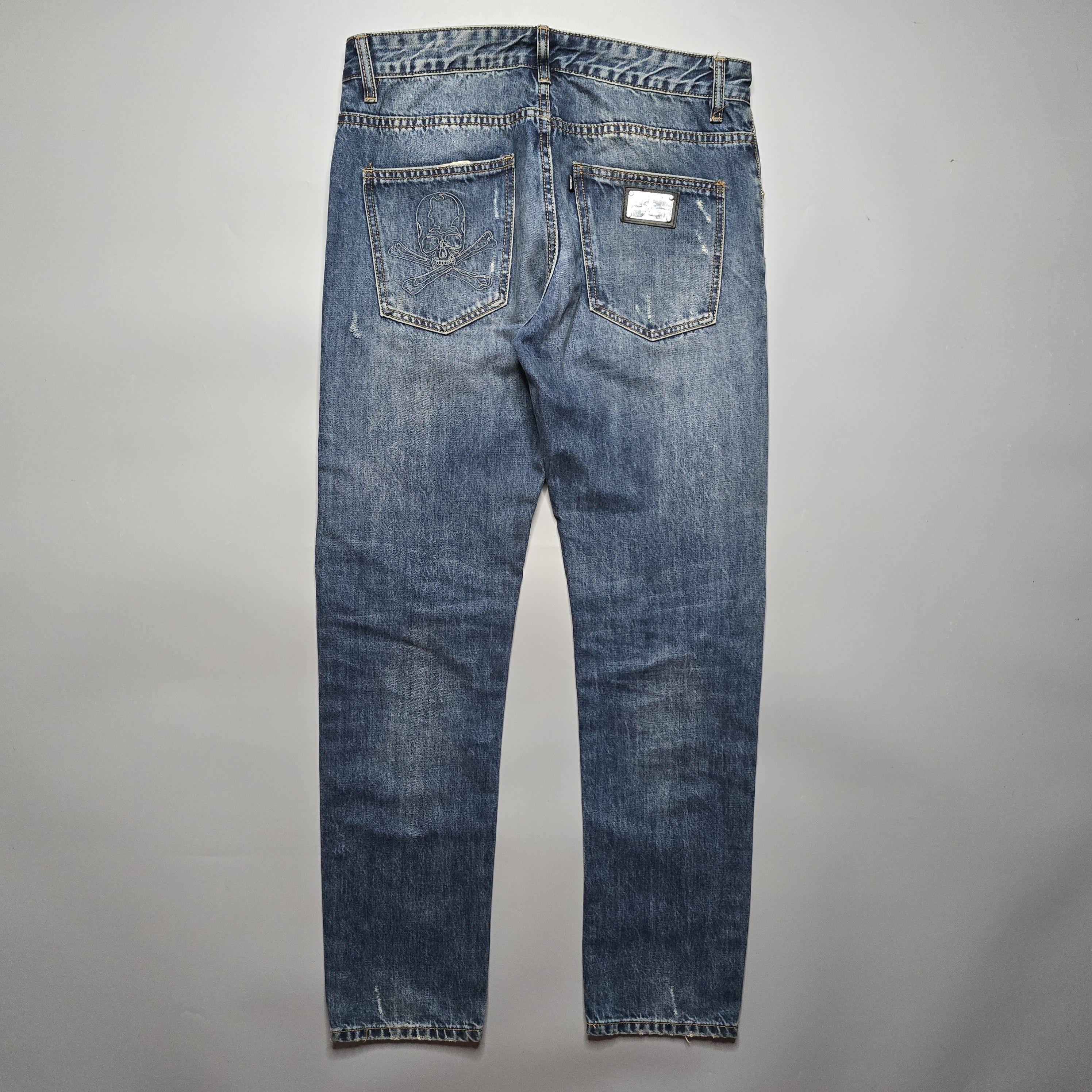 If Six Was Nine × Roen Roen - Punk Skull, Love and Peace Distressed Denim Size US 33 - 2 Thumbnail