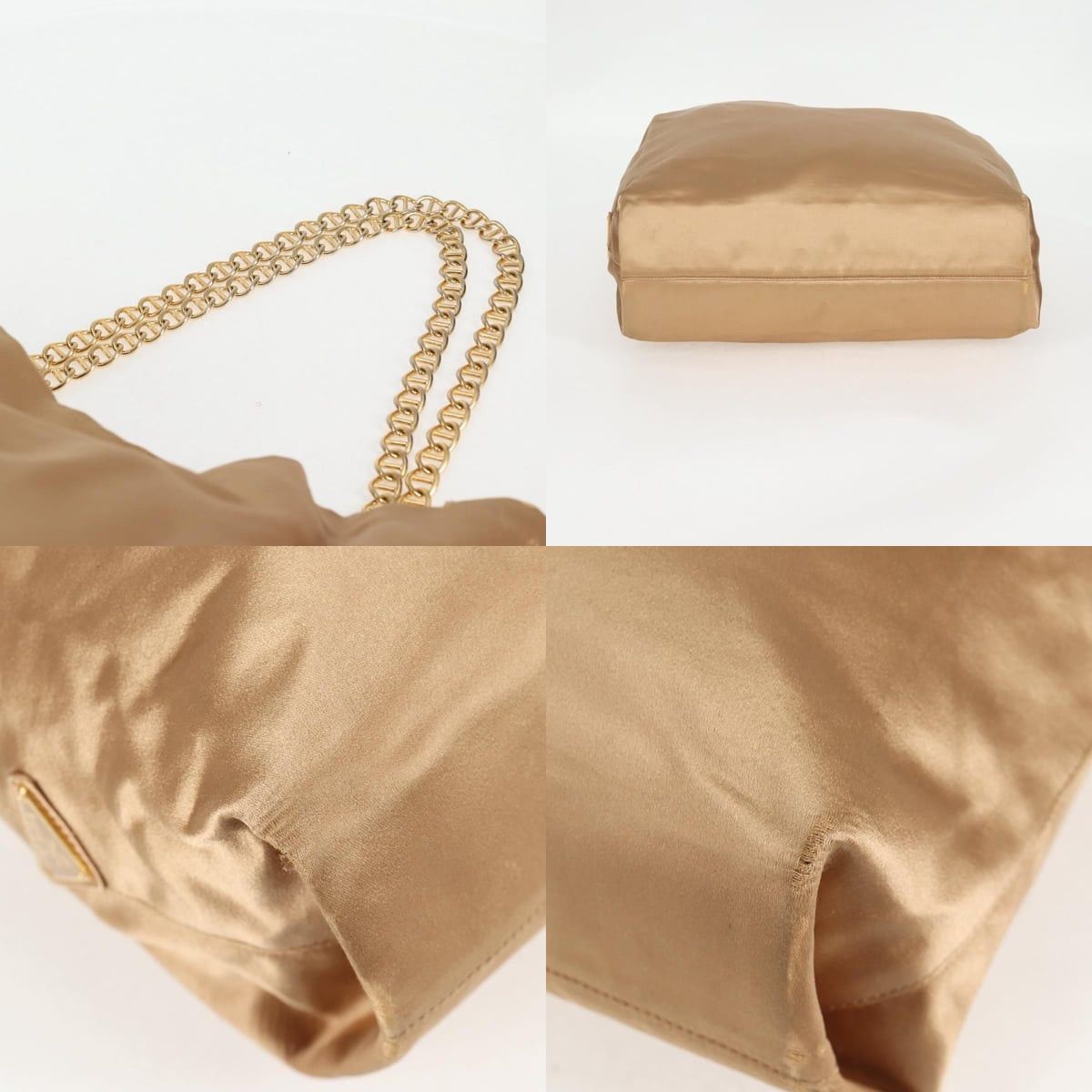Prada PRADA Chain Tote Bag Satin Gold Size ONE SIZE - 10 Thumbnail